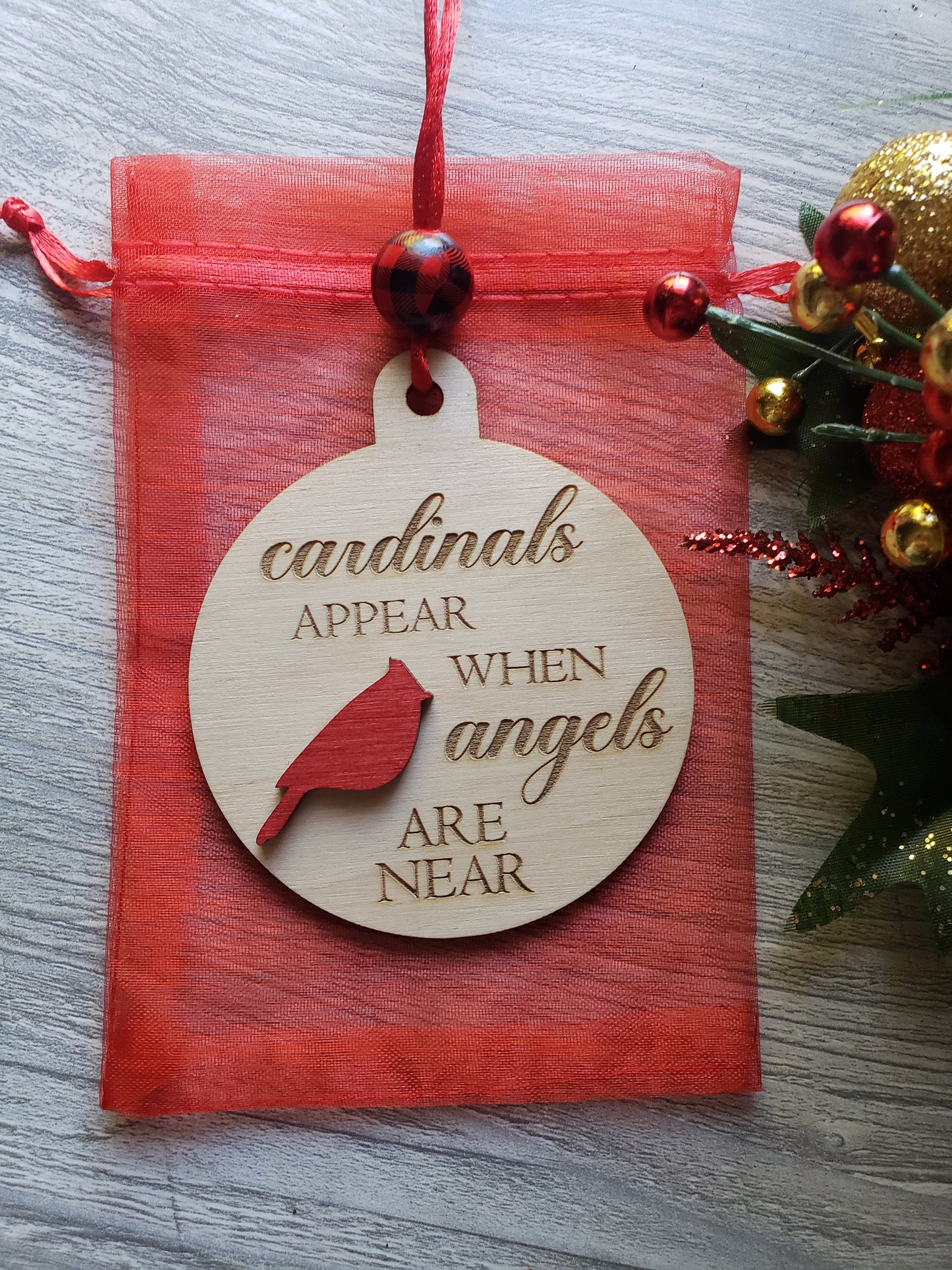 Cardinals Appear When Angels are Near Christmas Ornament Memorial