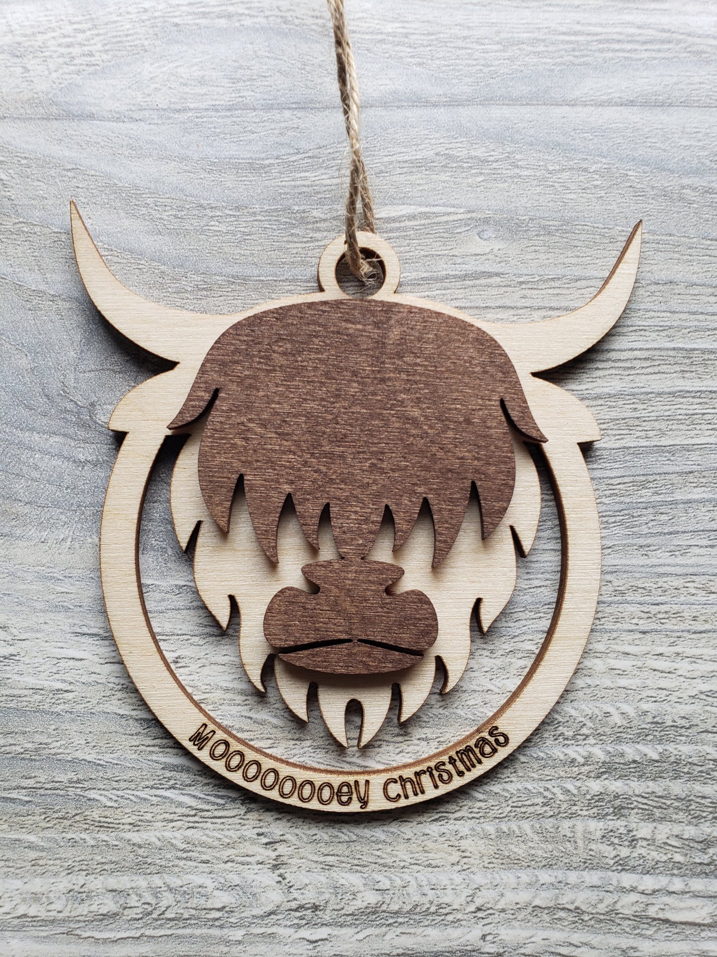 Moooooooey Christmas Highland Cow Ornament
