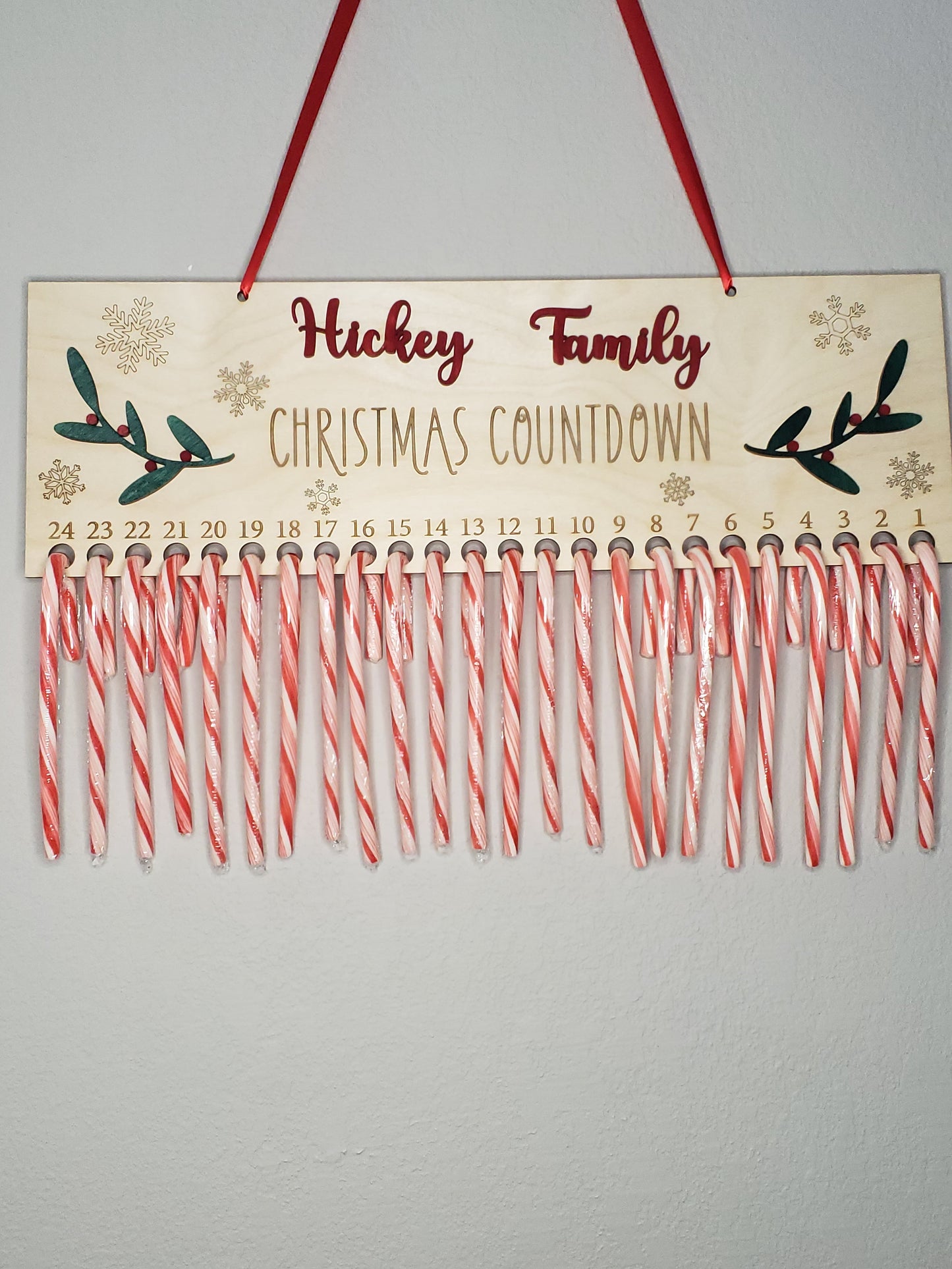 Candy Cane Christmas Countdown Sign Personalized