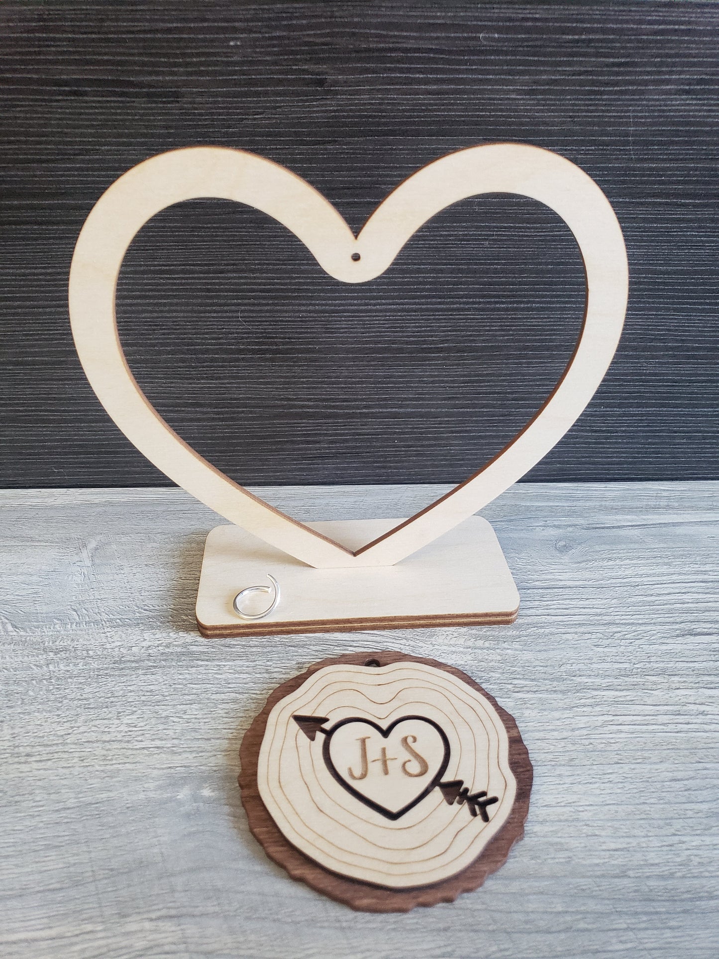 Wood Slice Heart Stand Perfect for Valentines Day Personalized
