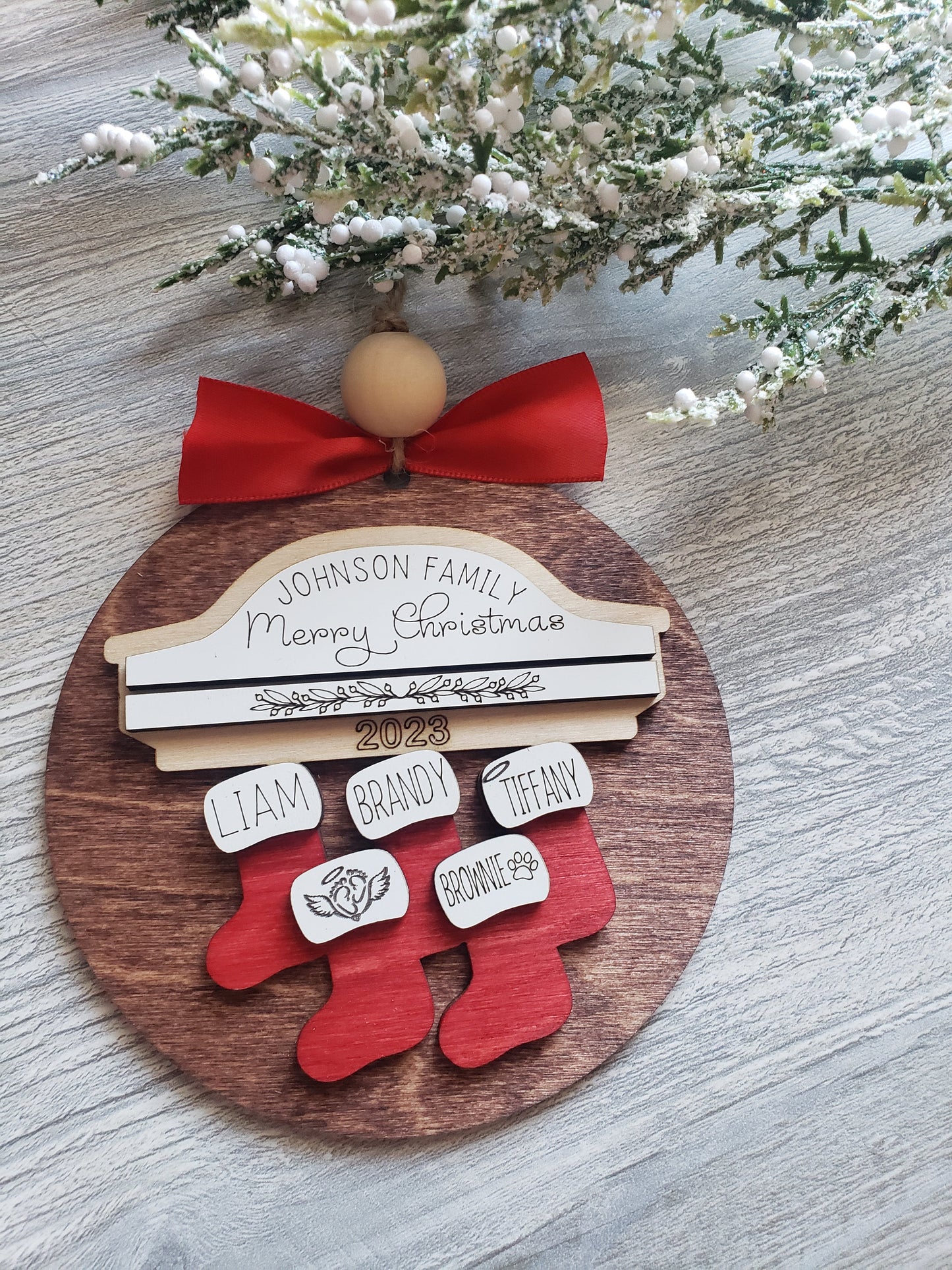 Stocking Personalized Merry Christmas Ornament Max of 8 names 2024
