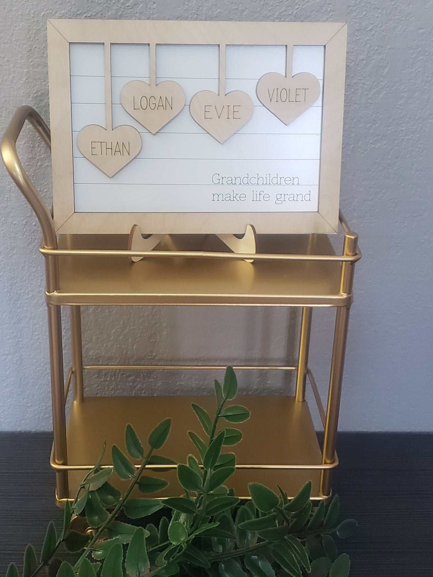 Grandchildren make life grand sign personalized Heart frame