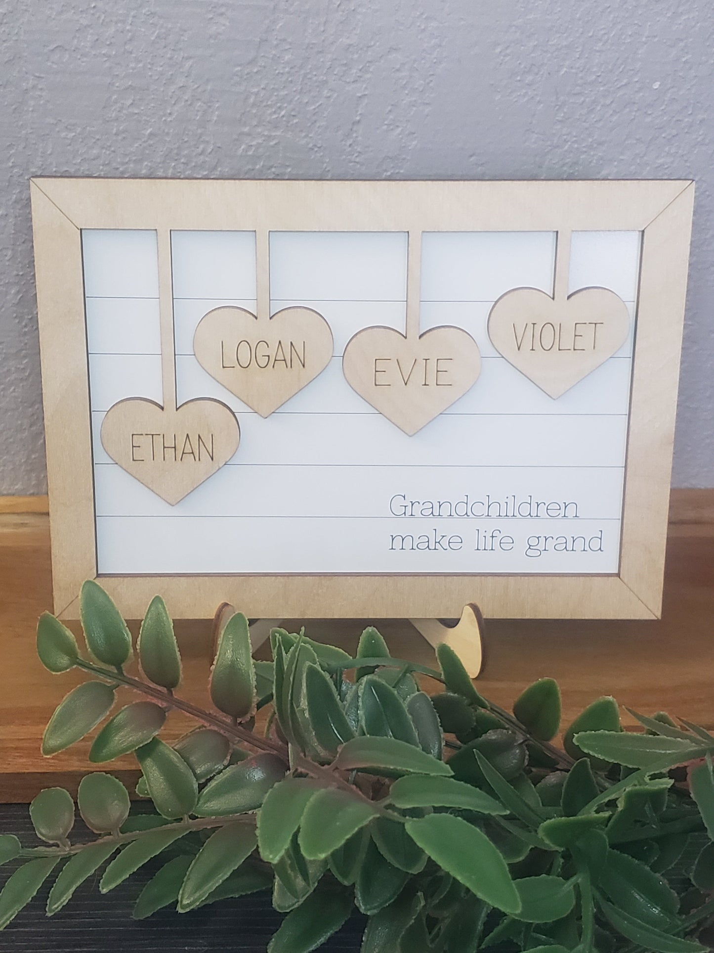 Grandchildren make life grand sign personalized Heart frame