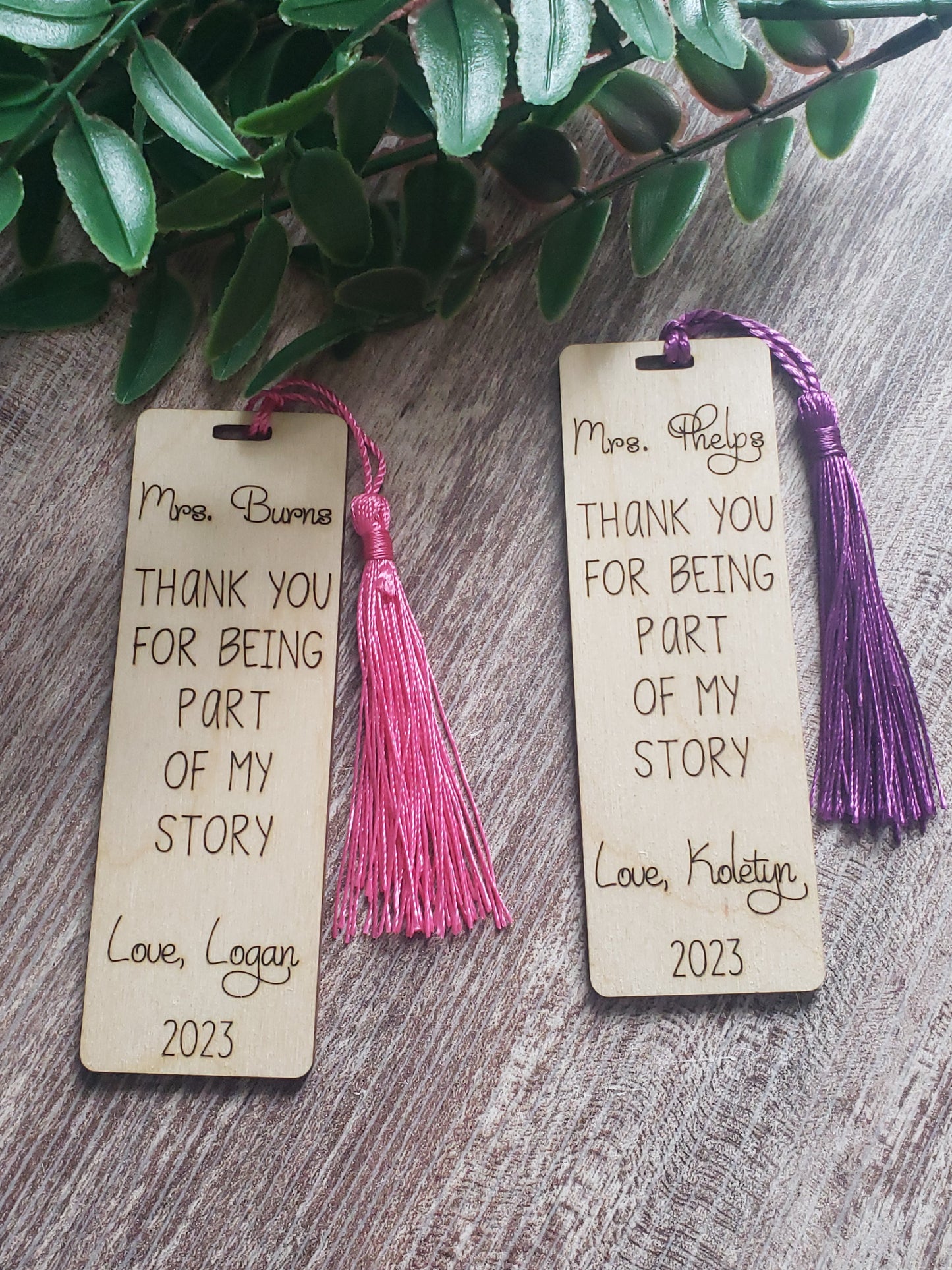 Thank you for being part of my story personalized bookmark