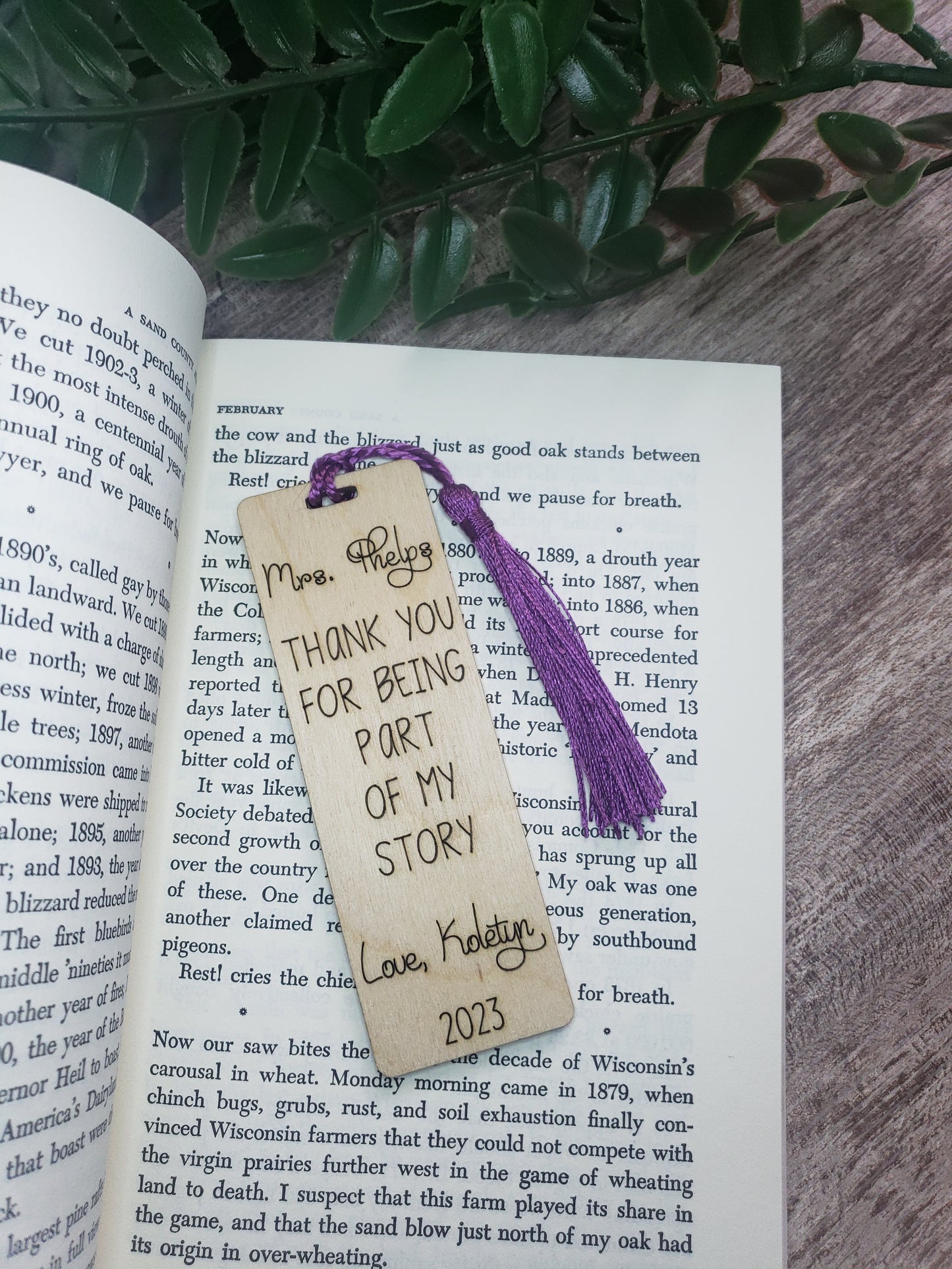 Thank you for being part of my story personalized bookmark