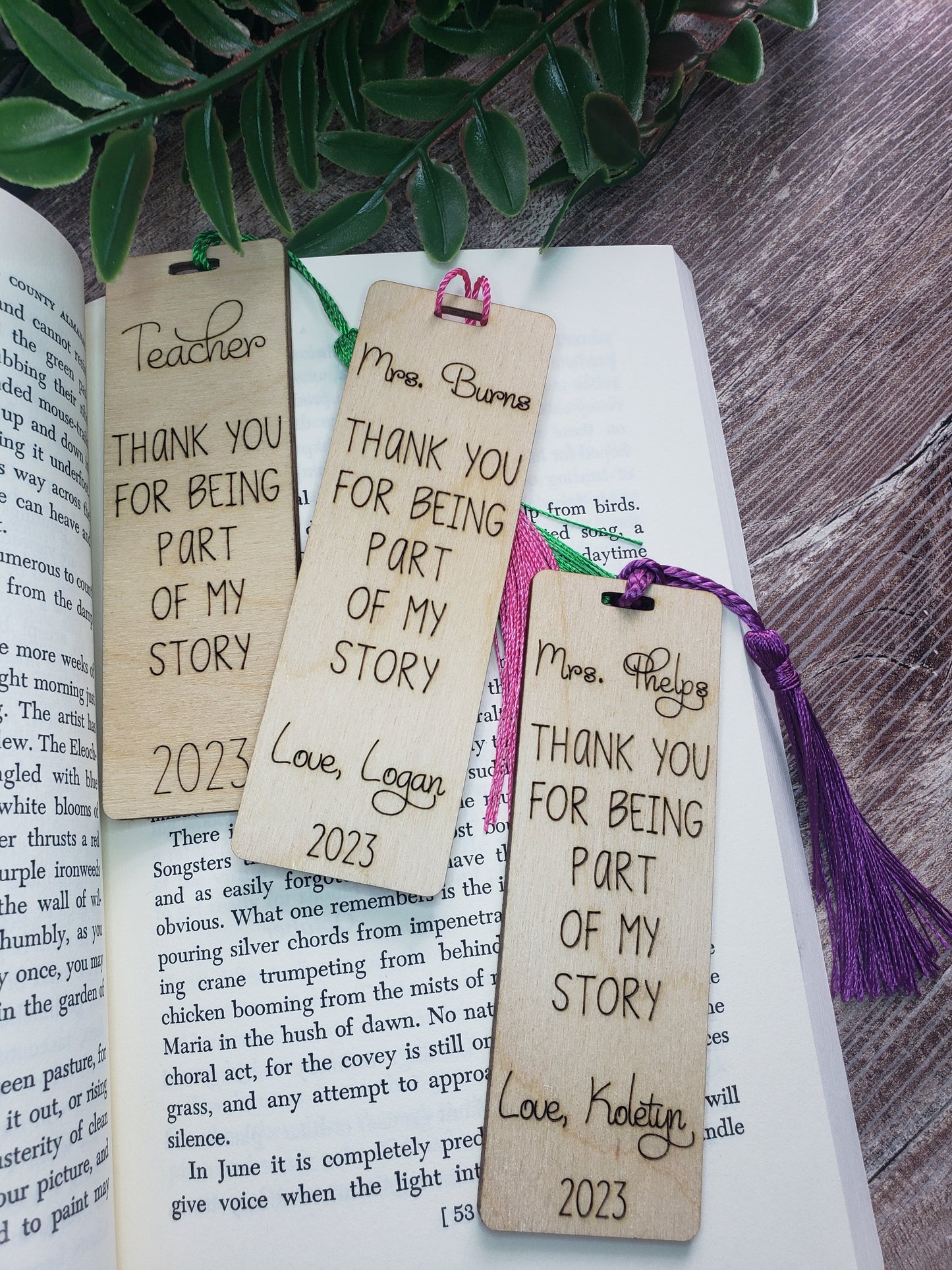 Thank you for being part of my story personalized bookmark