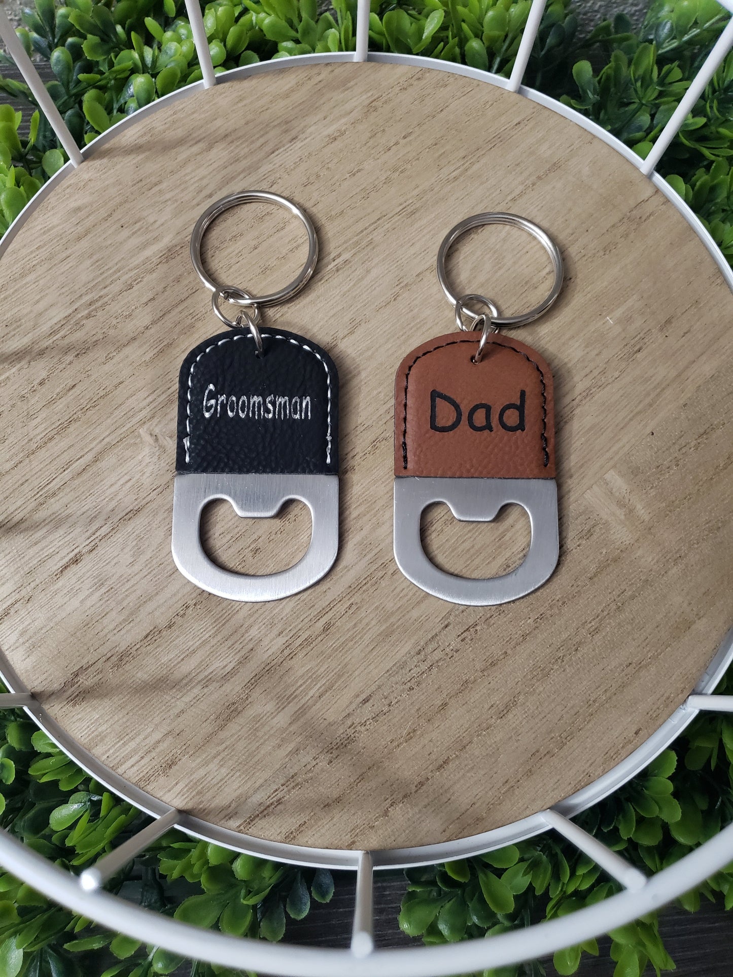 Leatherette Keychain Bottle Opener Personalized