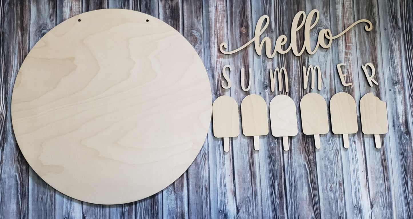 Hello Summer Popsicle Sign