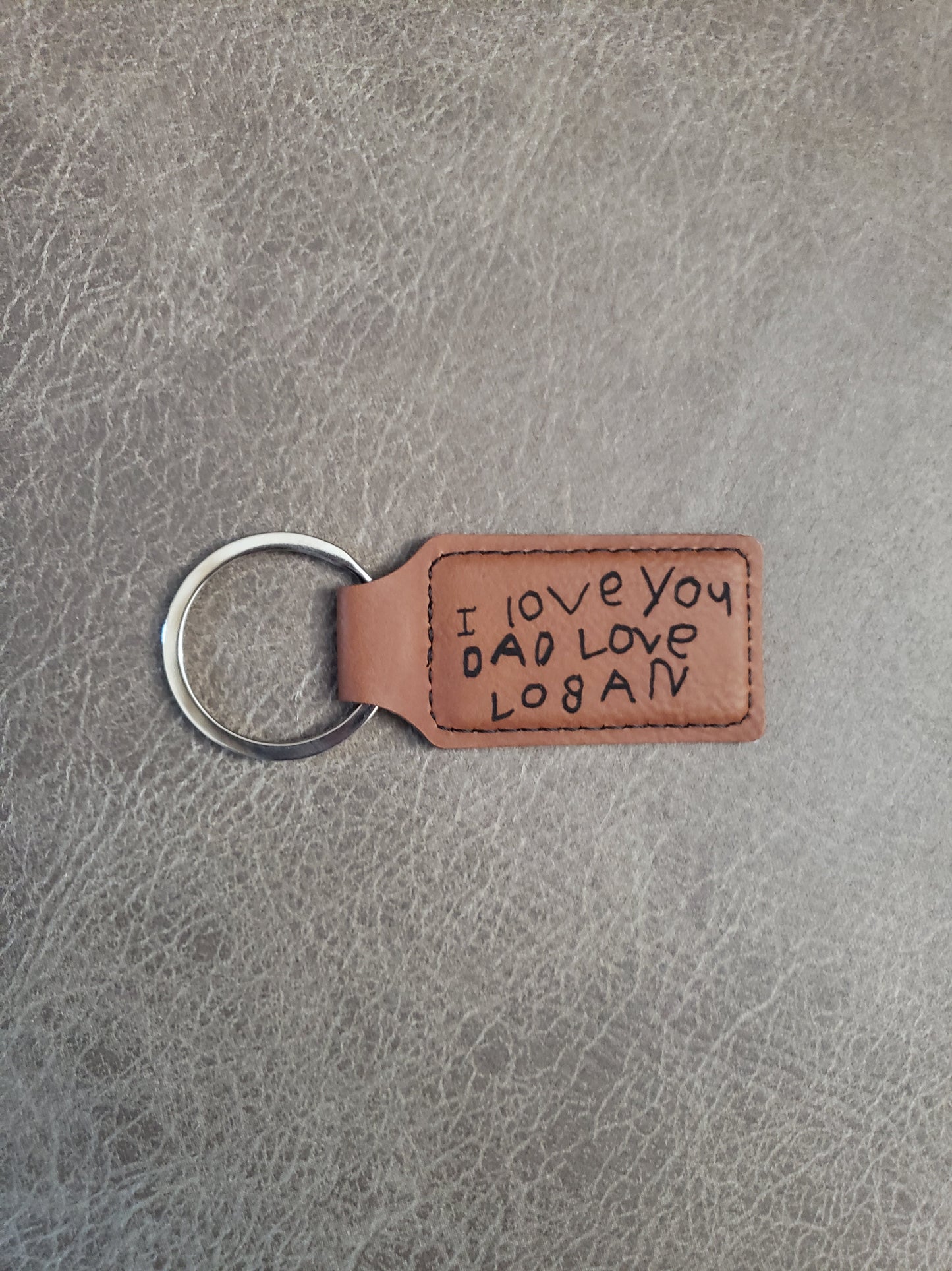 Leatherette Keychain handwriting keychain personalized