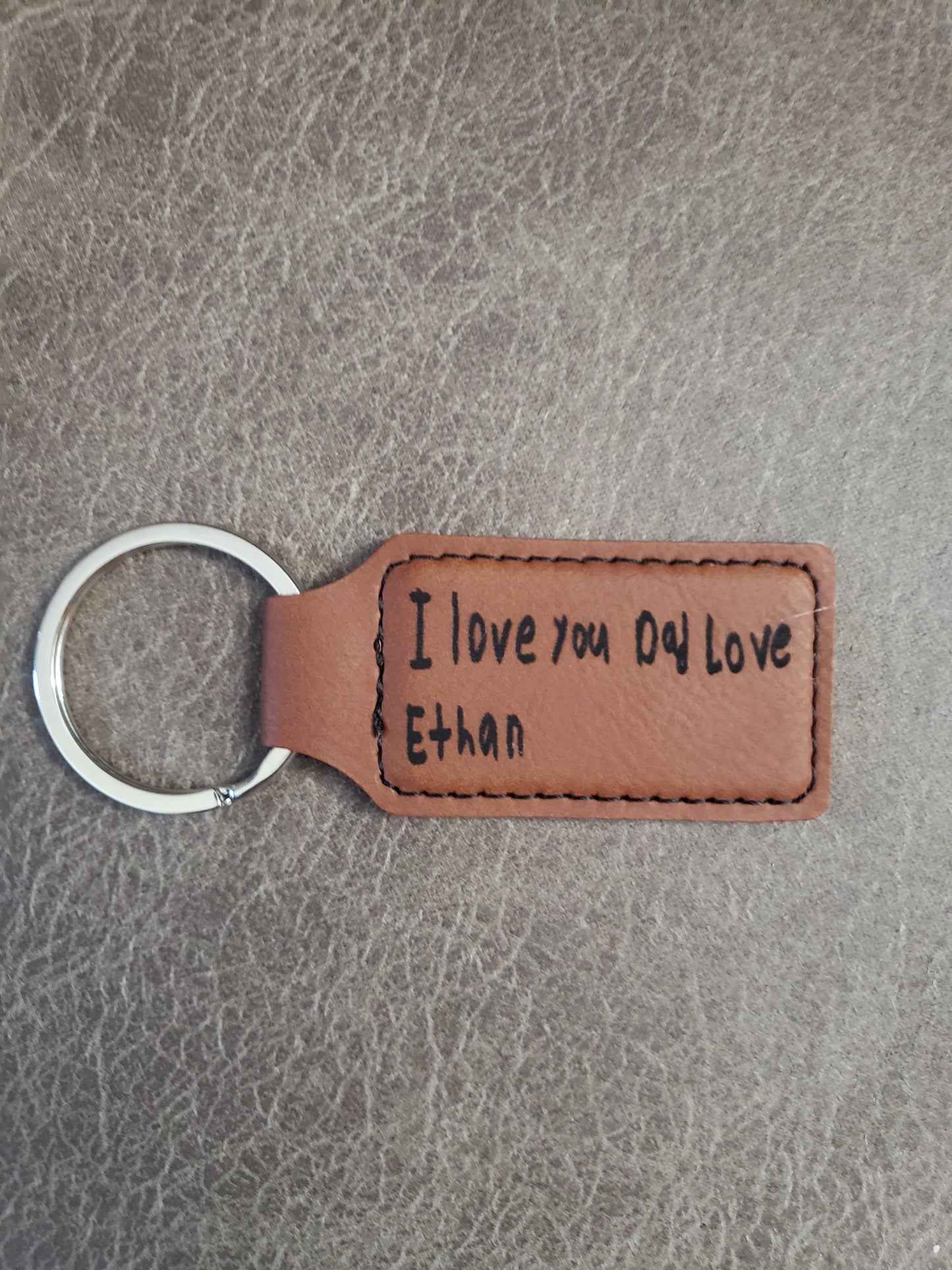 Leatherette Keychain handwriting keychain personalized