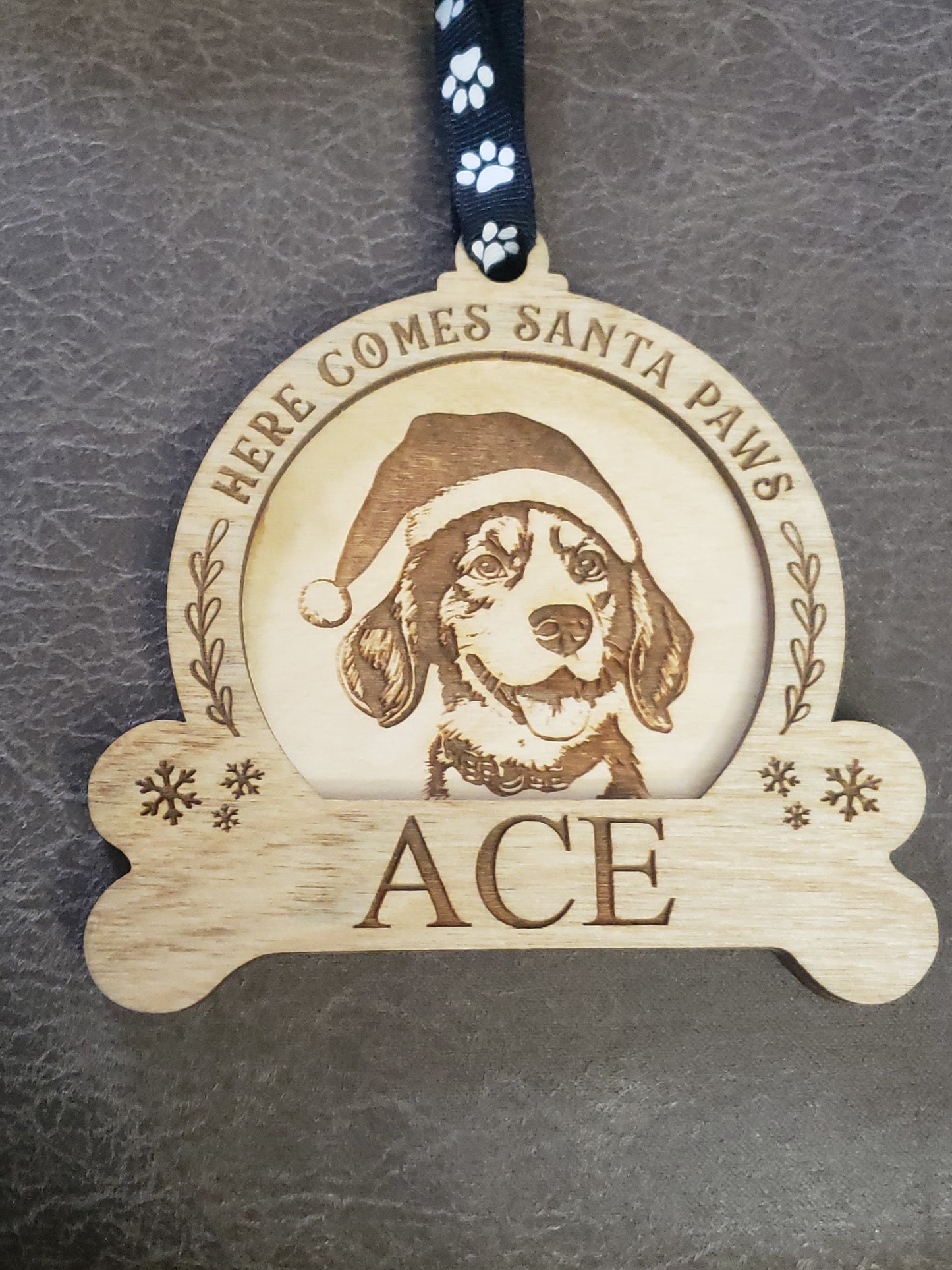 Here comes Santa Paws Personalized Christmas Ornament