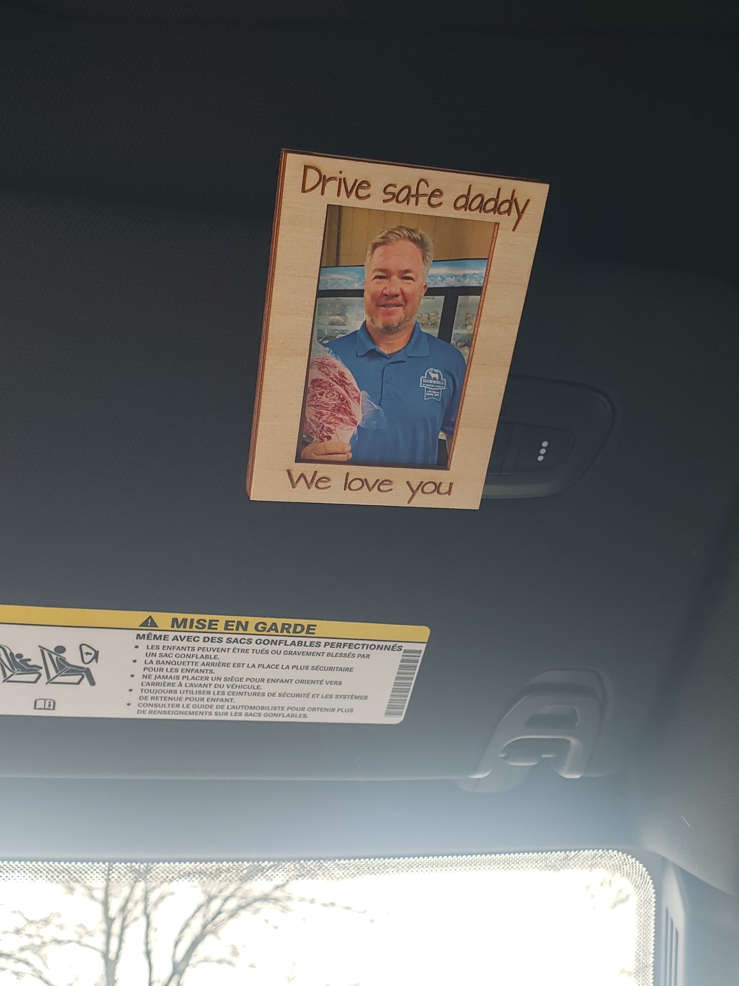 Drive safe visor clip or magnet personalized