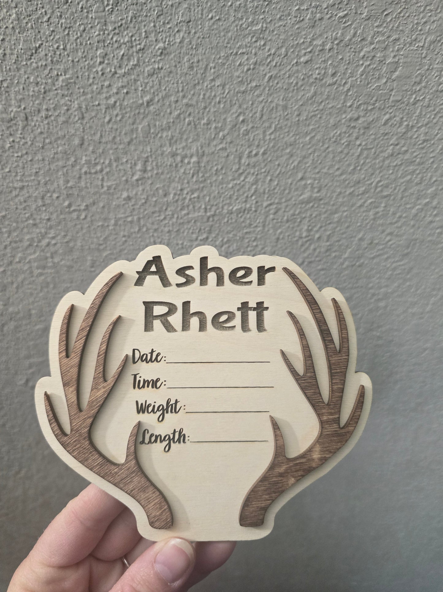 Baby Announcement Deer Antler Personalized