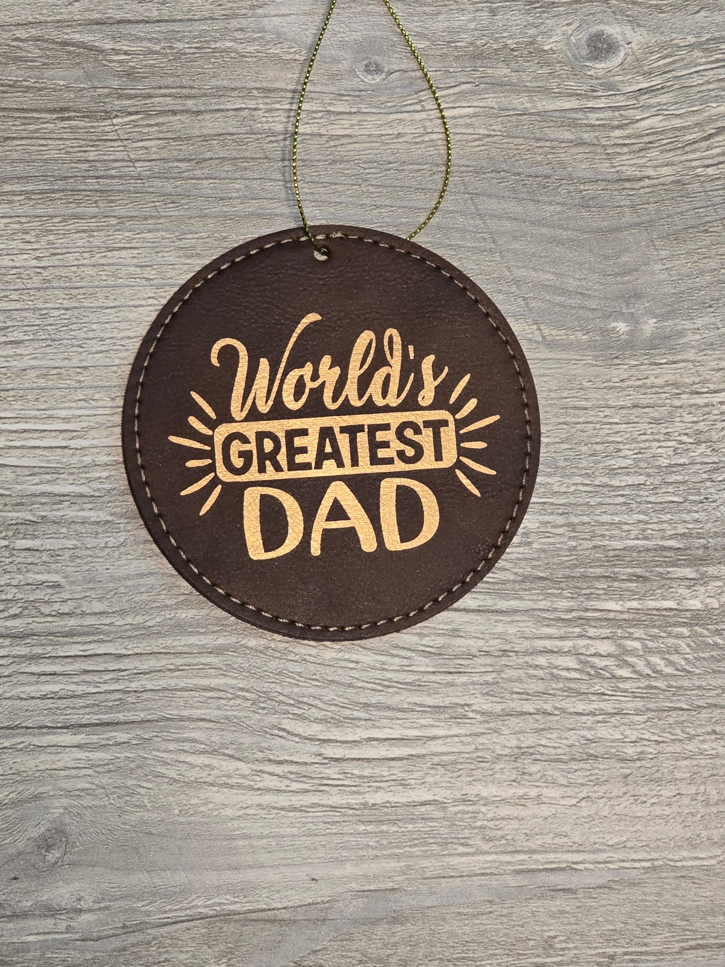 World's Greatest Dad Leatherette Christmas Ornaments personalized LIMITED QUANTITY