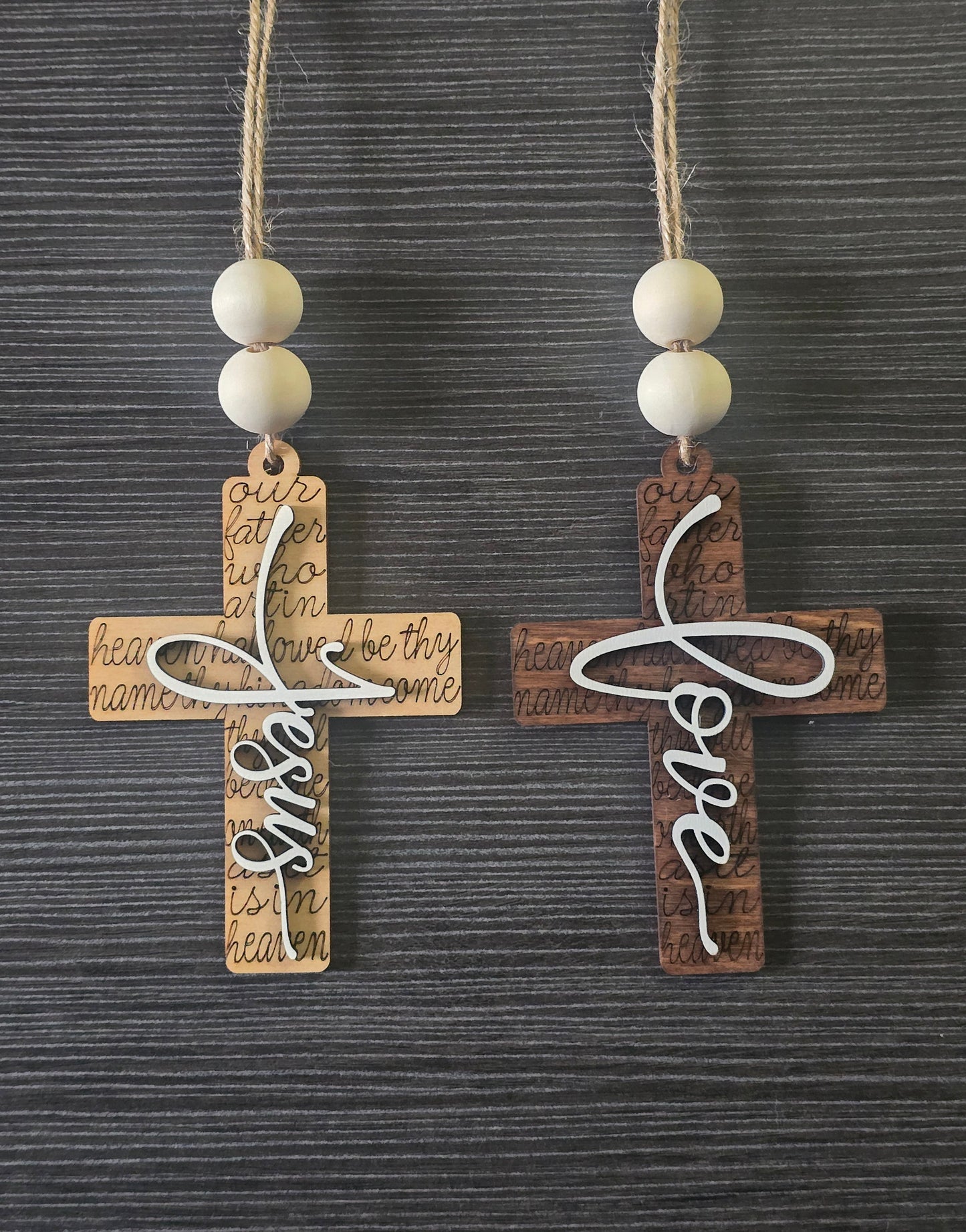 Lord's Prayer Cross with saying car charm or ornament