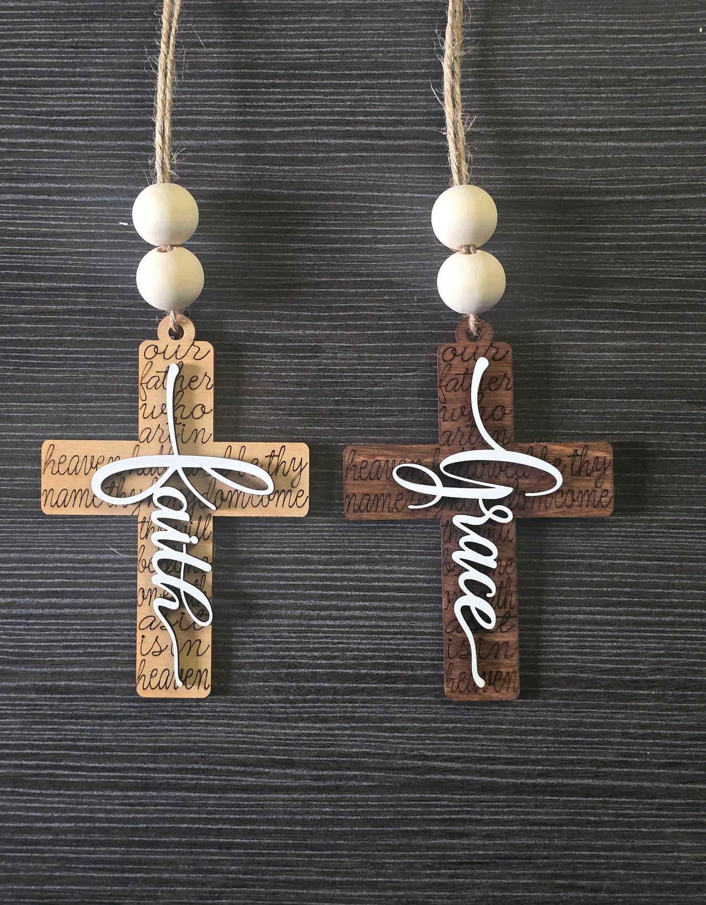 Lord's Prayer Cross with saying car charm or ornament