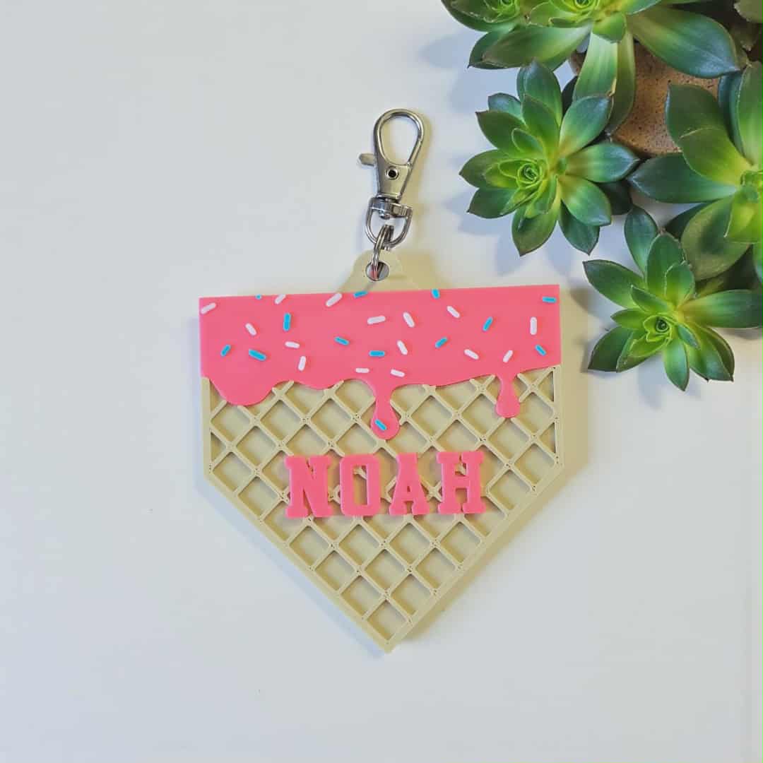 3D printed Ice cream drip bag tag personalized St Edmond Fundraiser