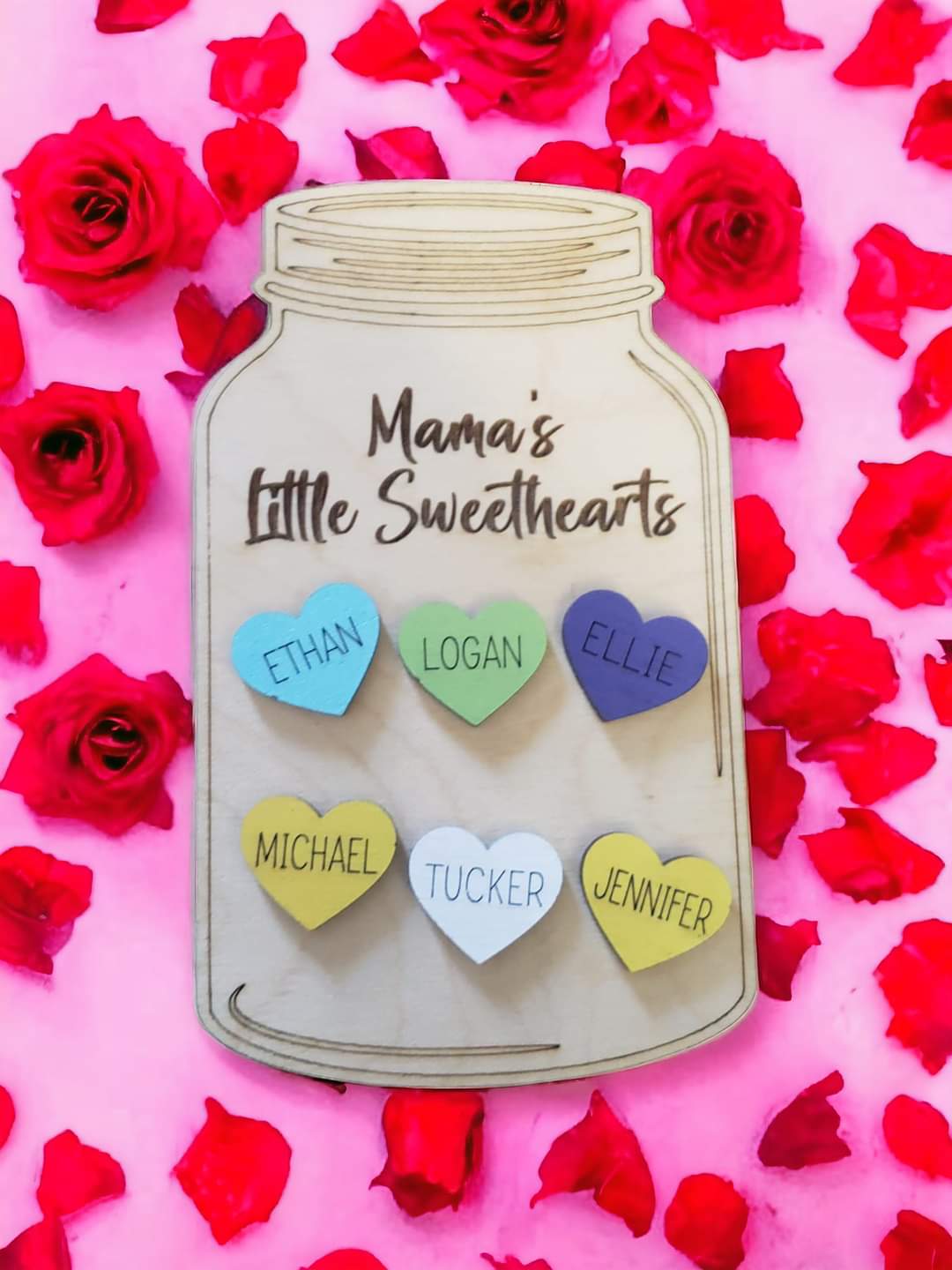Little Sweethearts Mason Jar Decoration stand or magnet personalized