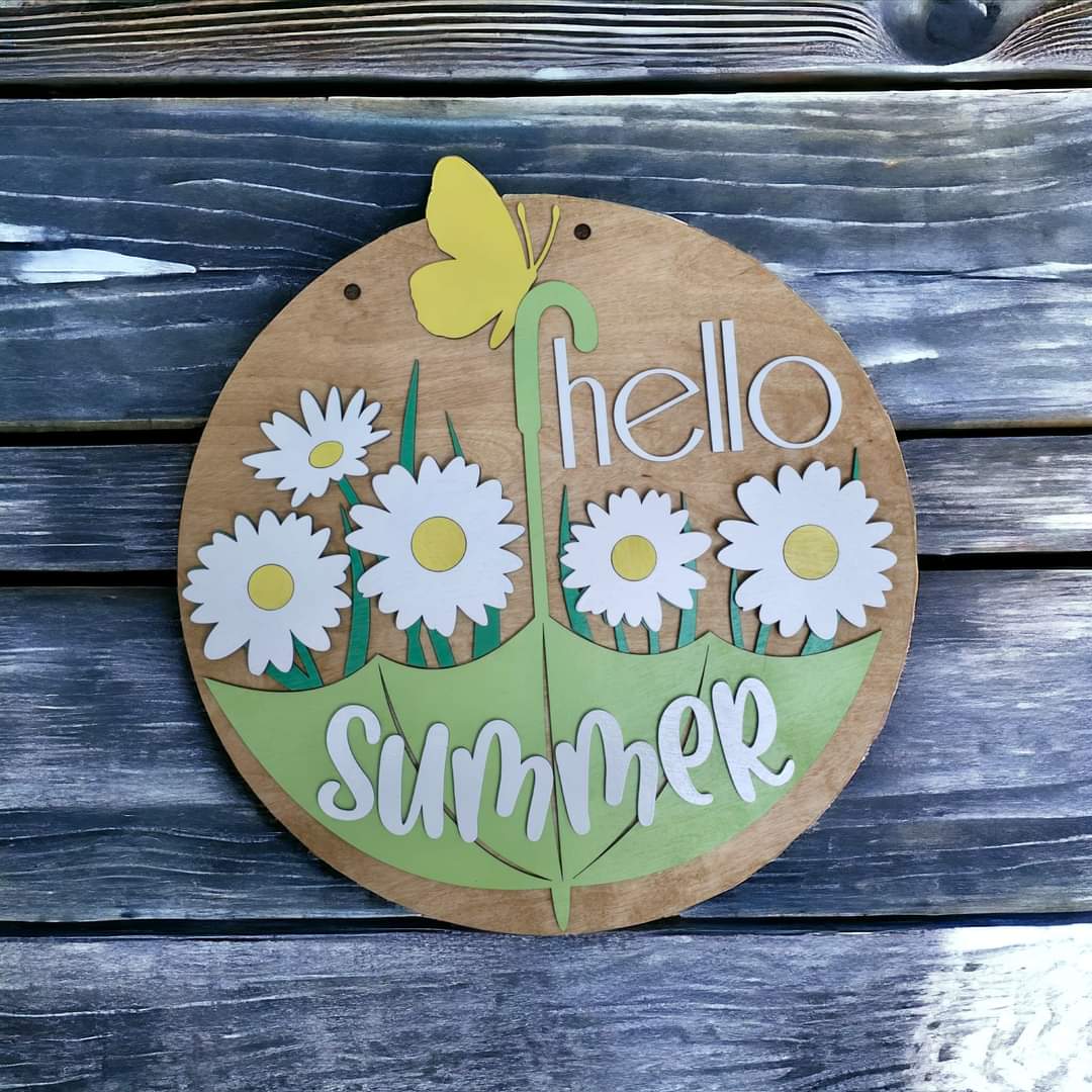 Hello Summer with umbrella 11.5 & 15" Sign