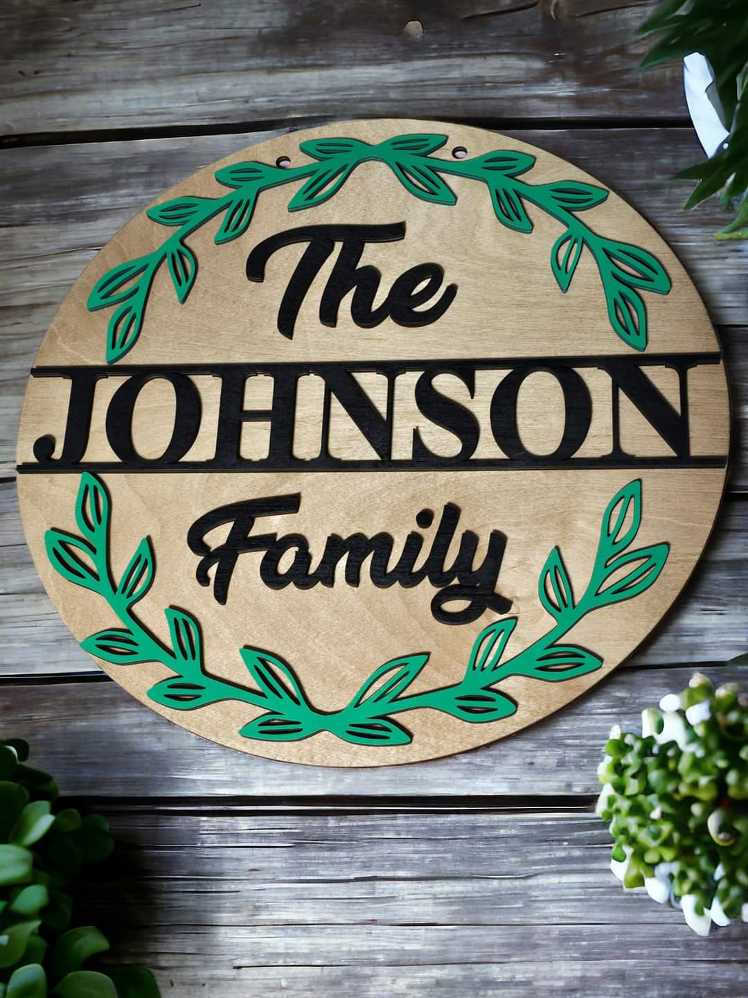 The Johnson Family Greenery Personalized Sign