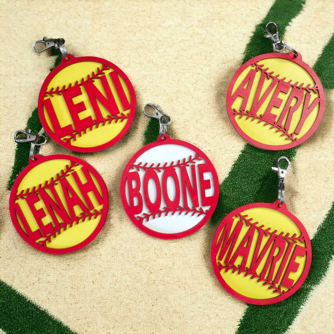 Baseball Softball Soccer Volleyball Basketball Tennis Cheer Football Track Bag Tags or magnet Personalized