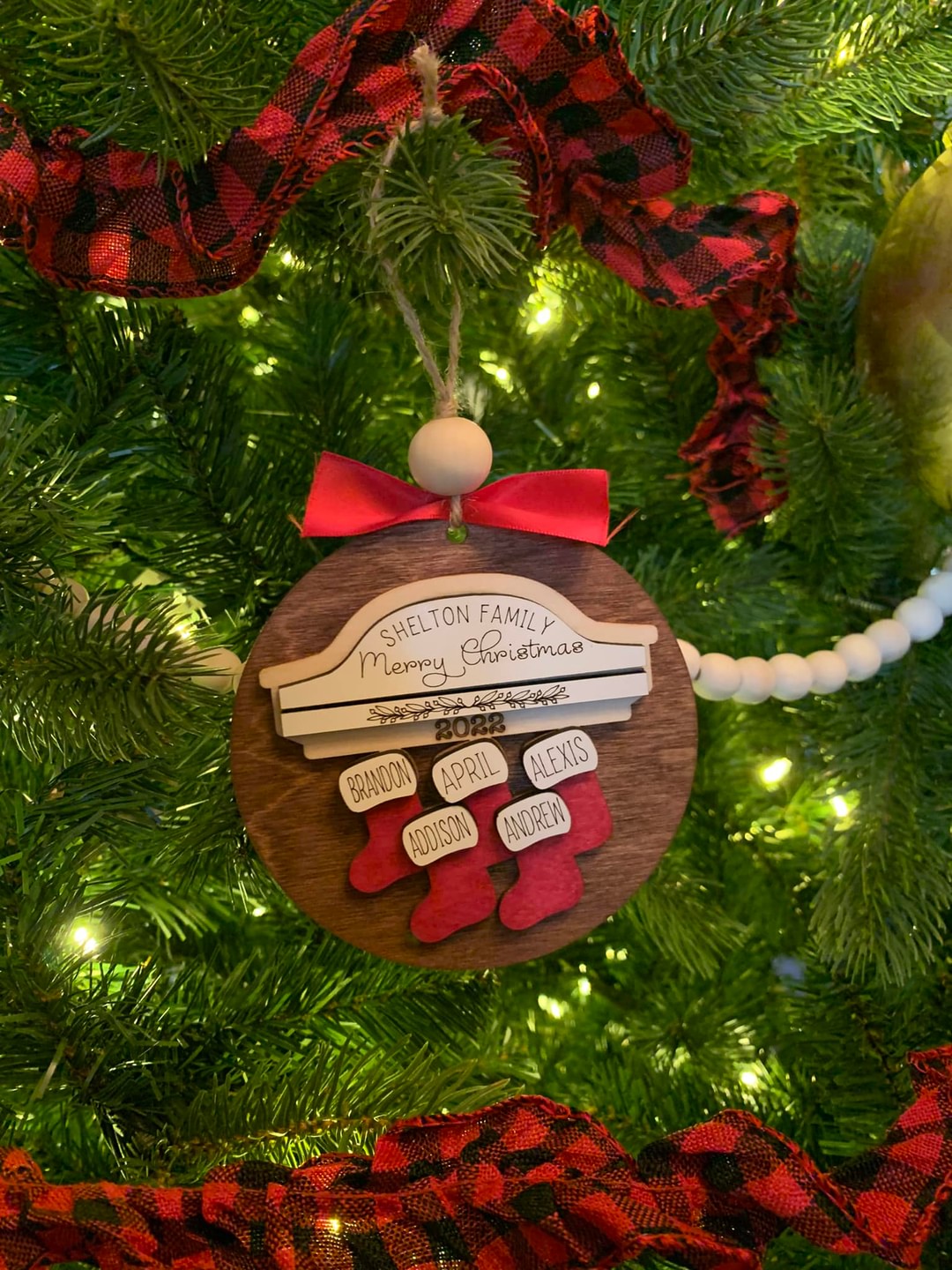 Stocking Personalized Merry Christmas Ornament Max of 8 names 2024