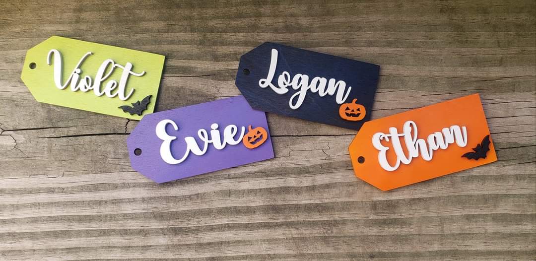 Halloween Basket Name Tags Personalized