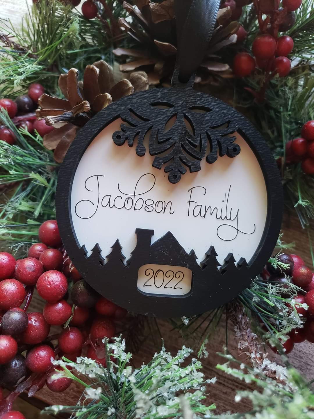 Family and Year Christmas Ornament Personalized