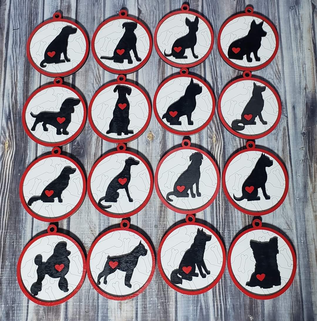 Dog Silhouette Christmas Ornaments