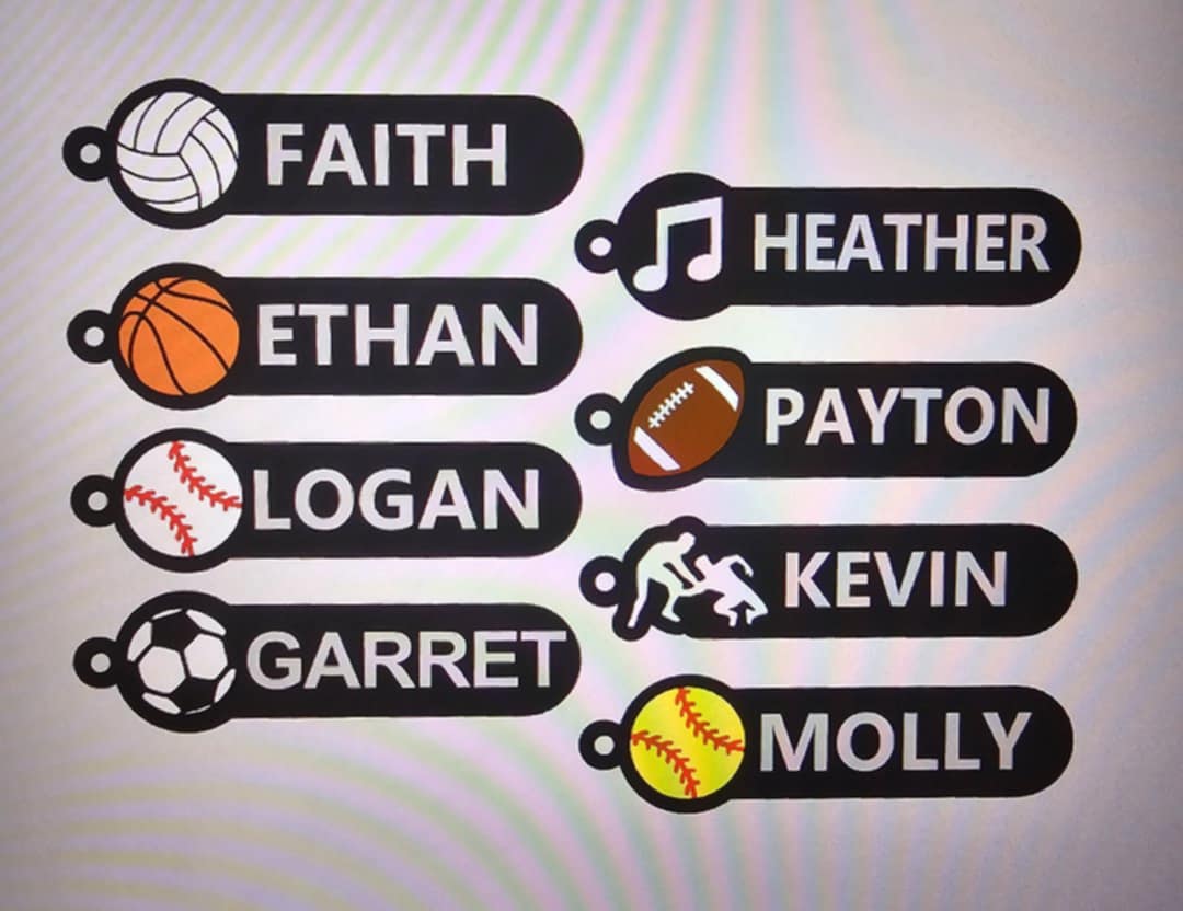 3D printed keychains bag tags Sports personalized