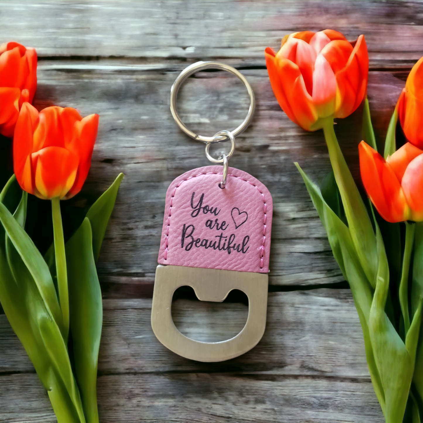 Leatherette Keychain Bottle Opener Personalized