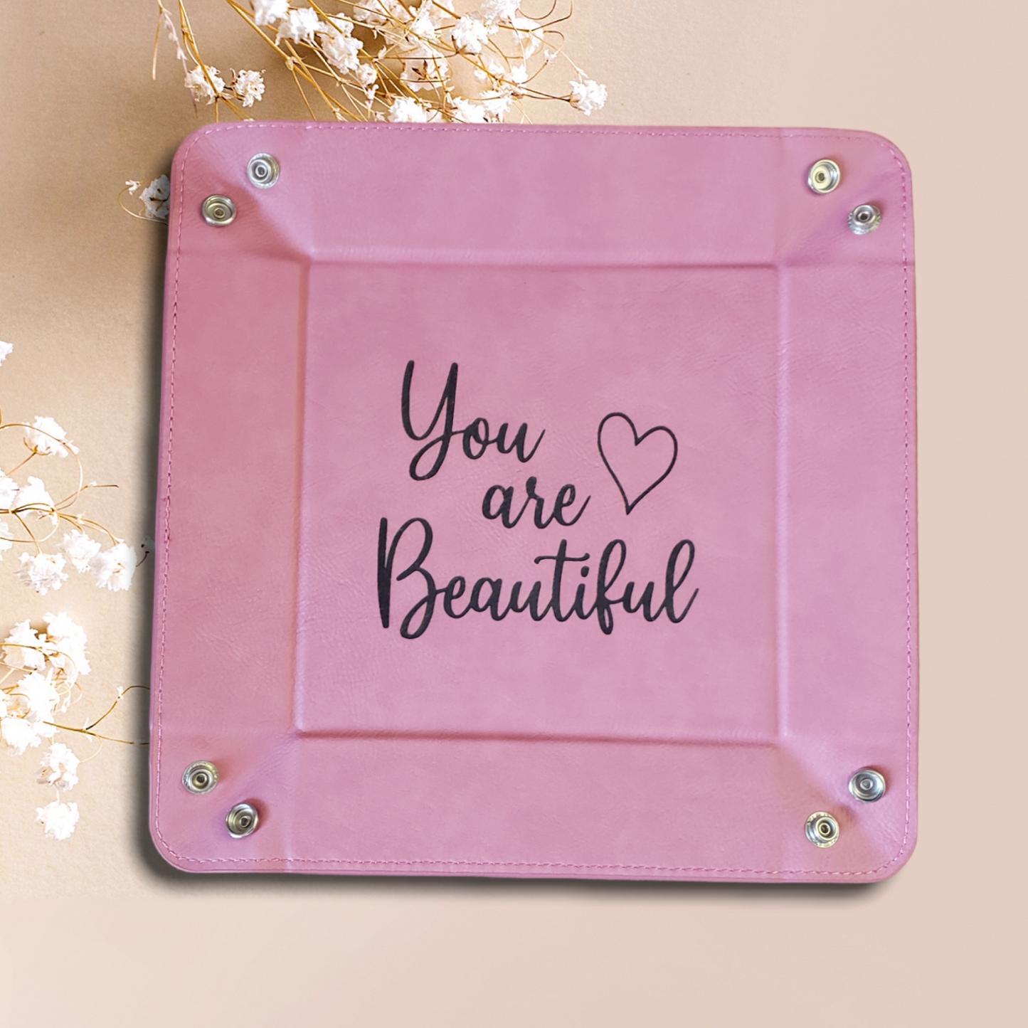 Leatherette snap tray