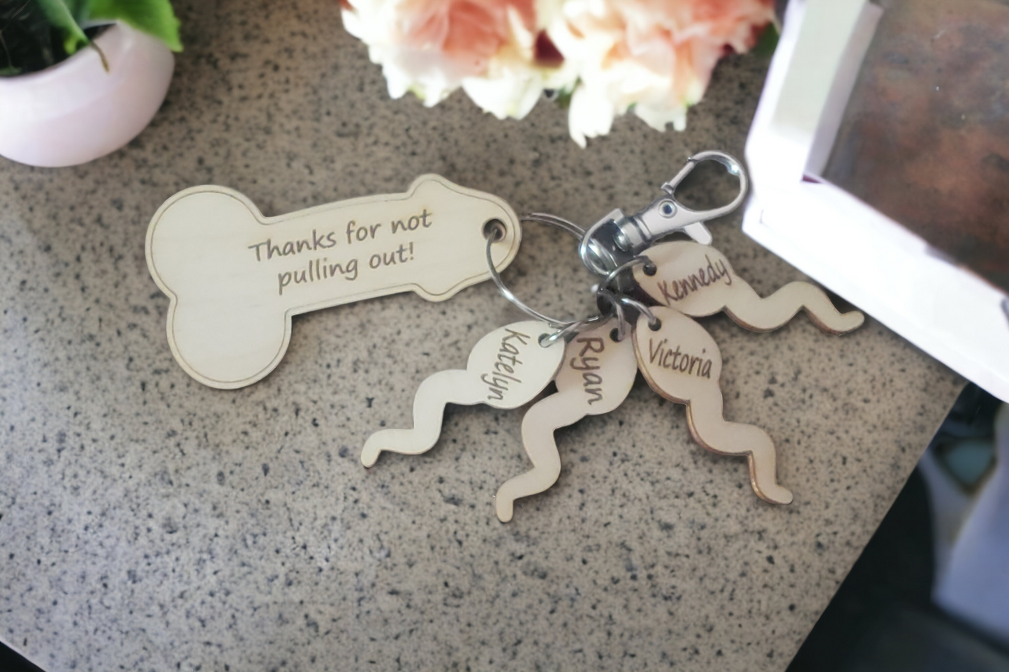 Personalized Penis and Swimmer Pee Pee Keychains