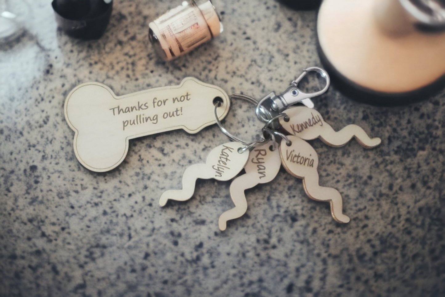 Personalized Penis and Swimmer Pee Pee Keychains