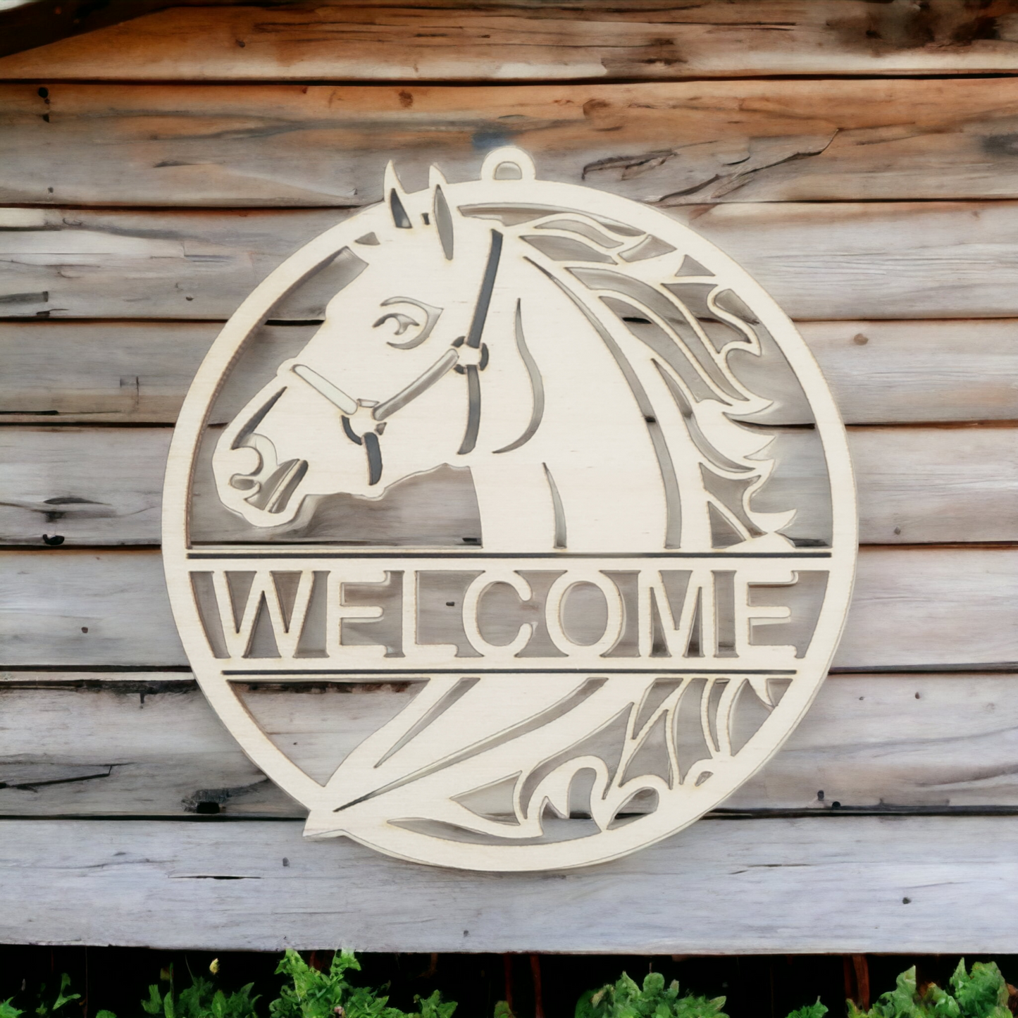 Welcome or Personalized Horse Christmas ornament or sign