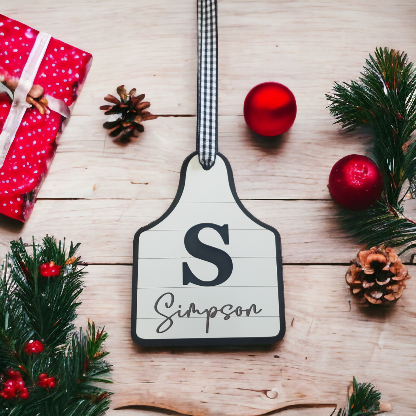 Ear Tag Name cutout ornaments 2 layer Personalized