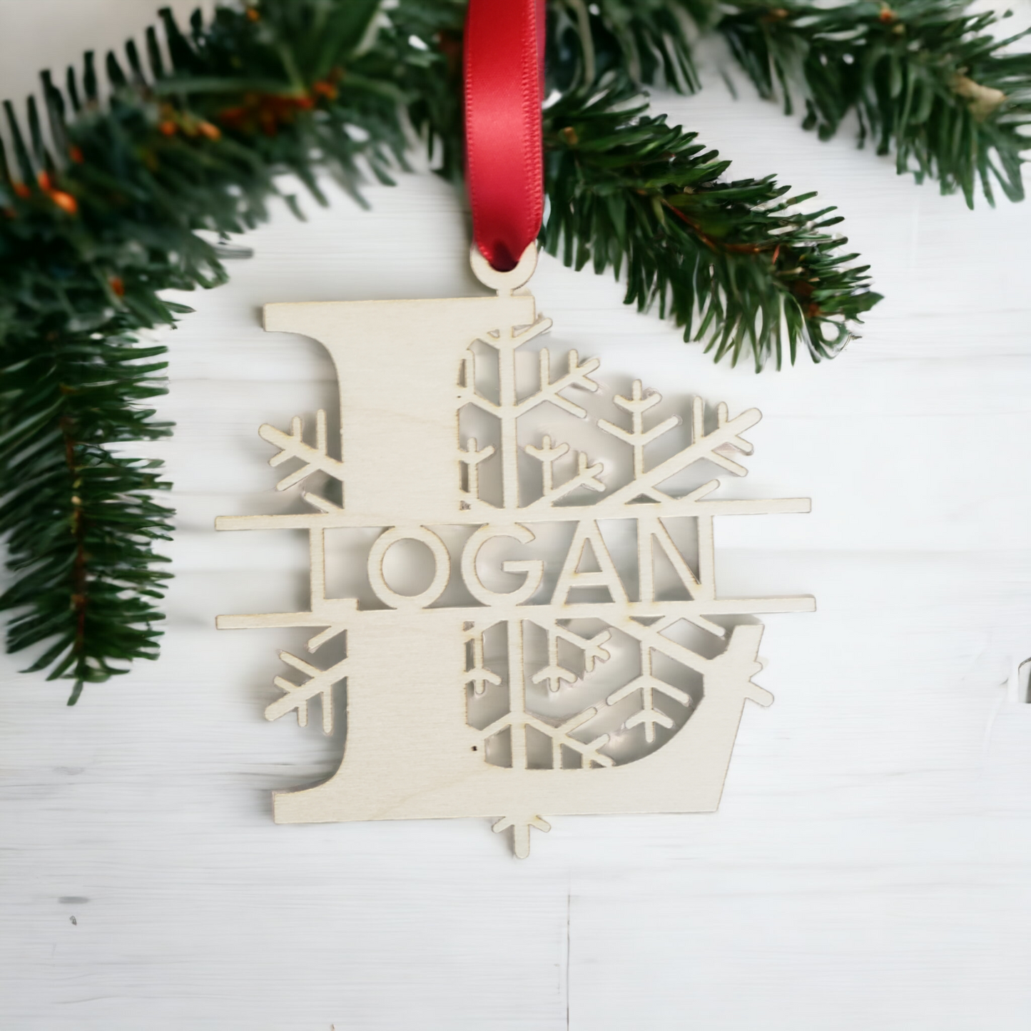 Snowflake or swirls personalized name Christmas Ornament