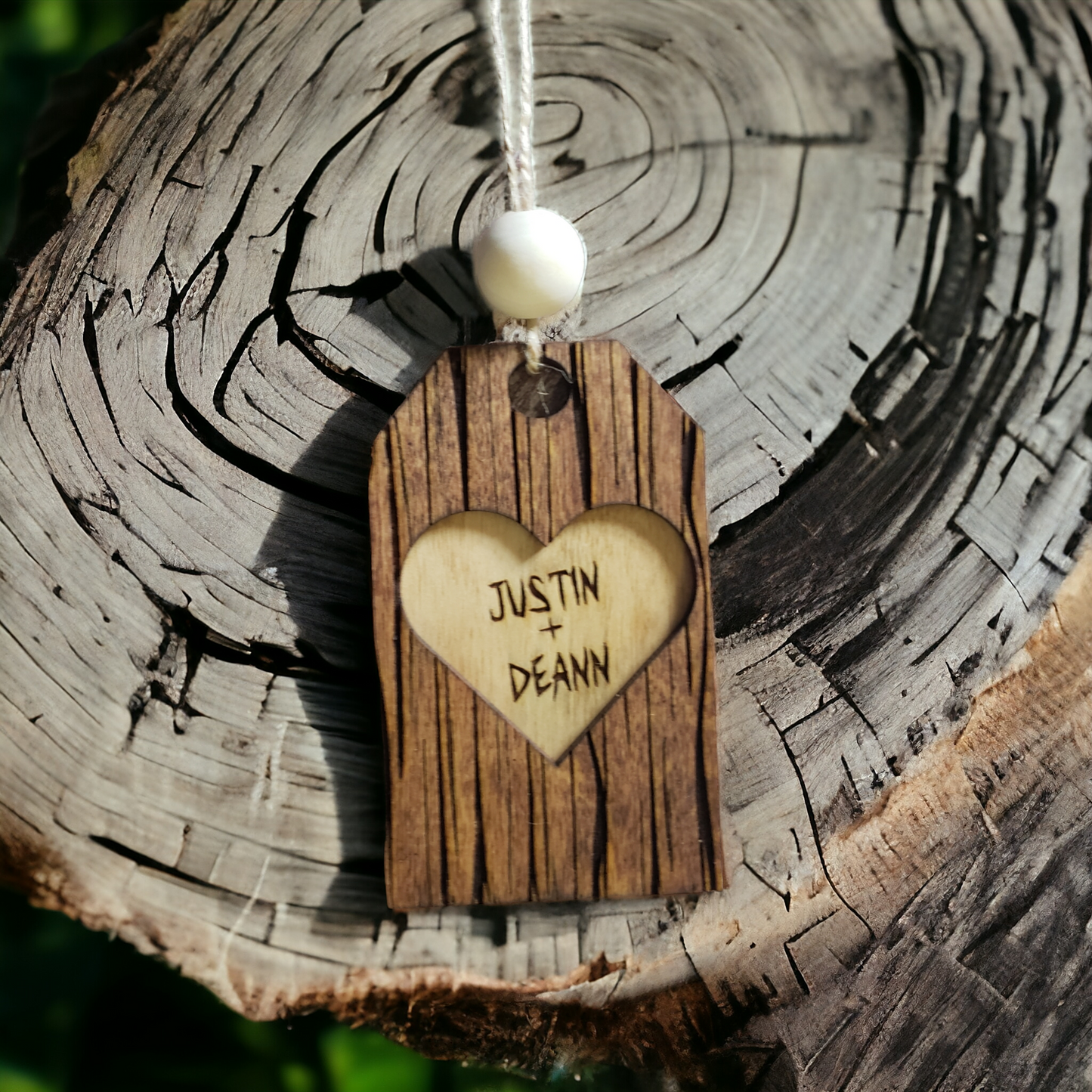 Carved Heart Tag Ornament Personalized
