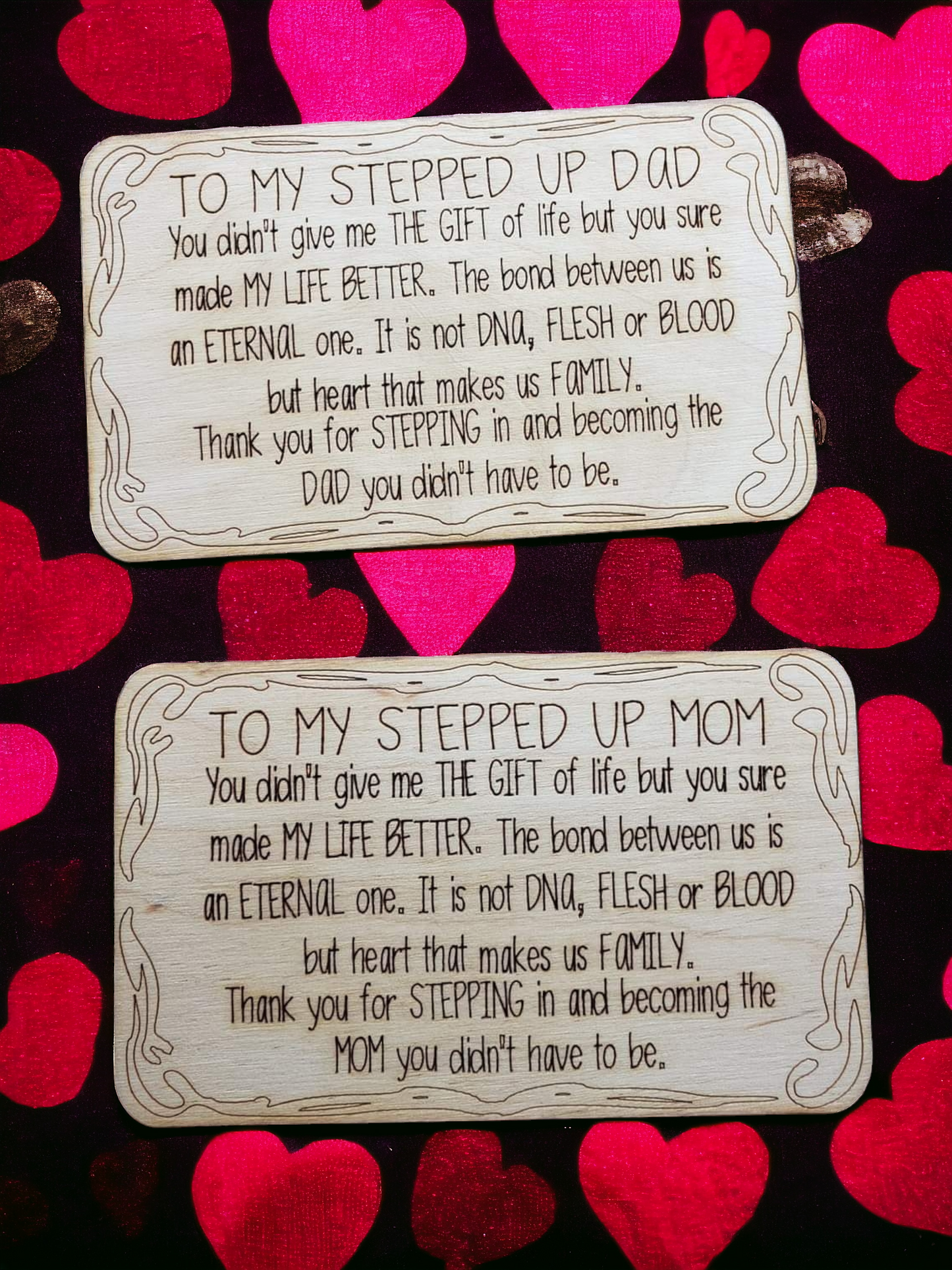 Stepped up Dad and Mom Sign