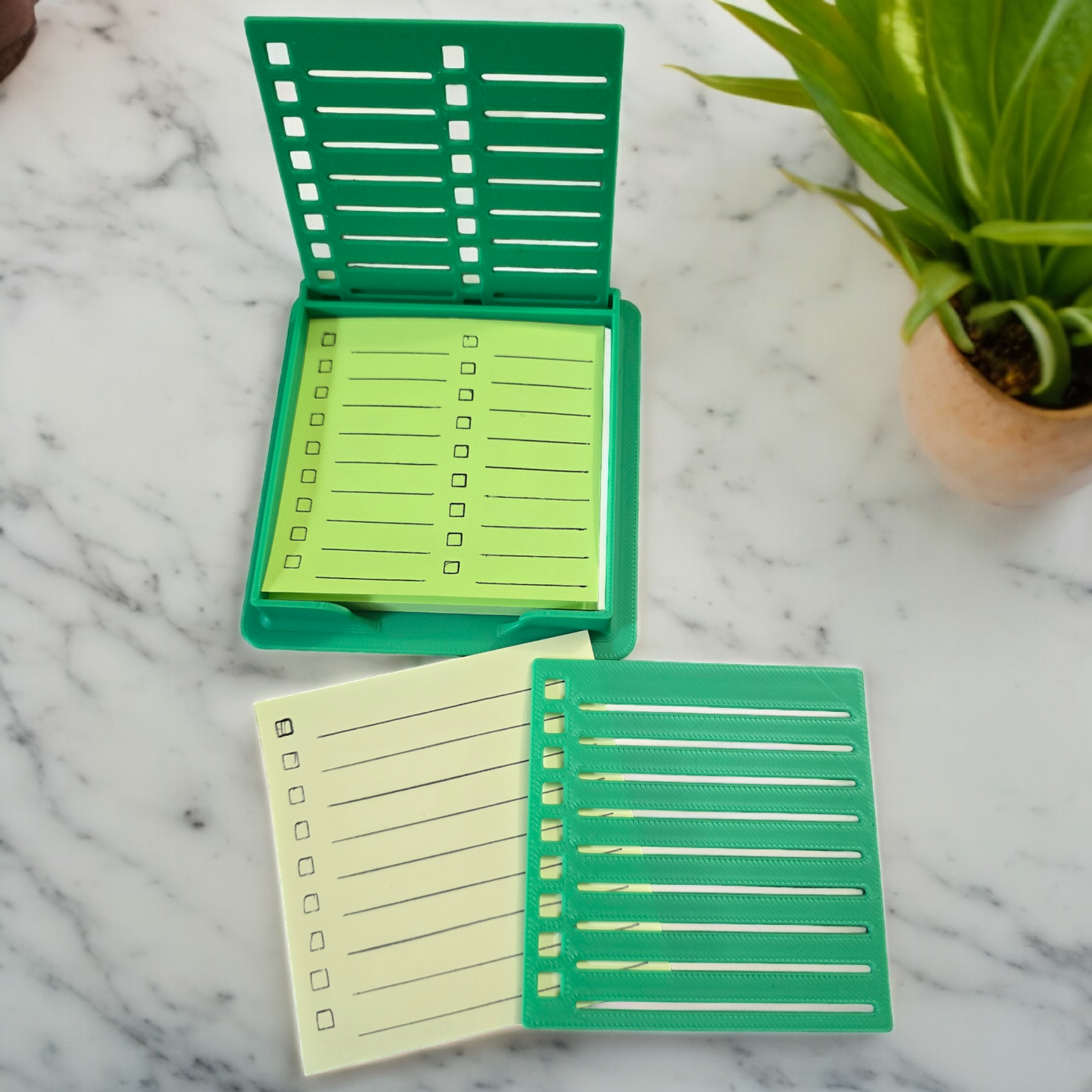 3D Printed Post it notes holder with checklist stencil