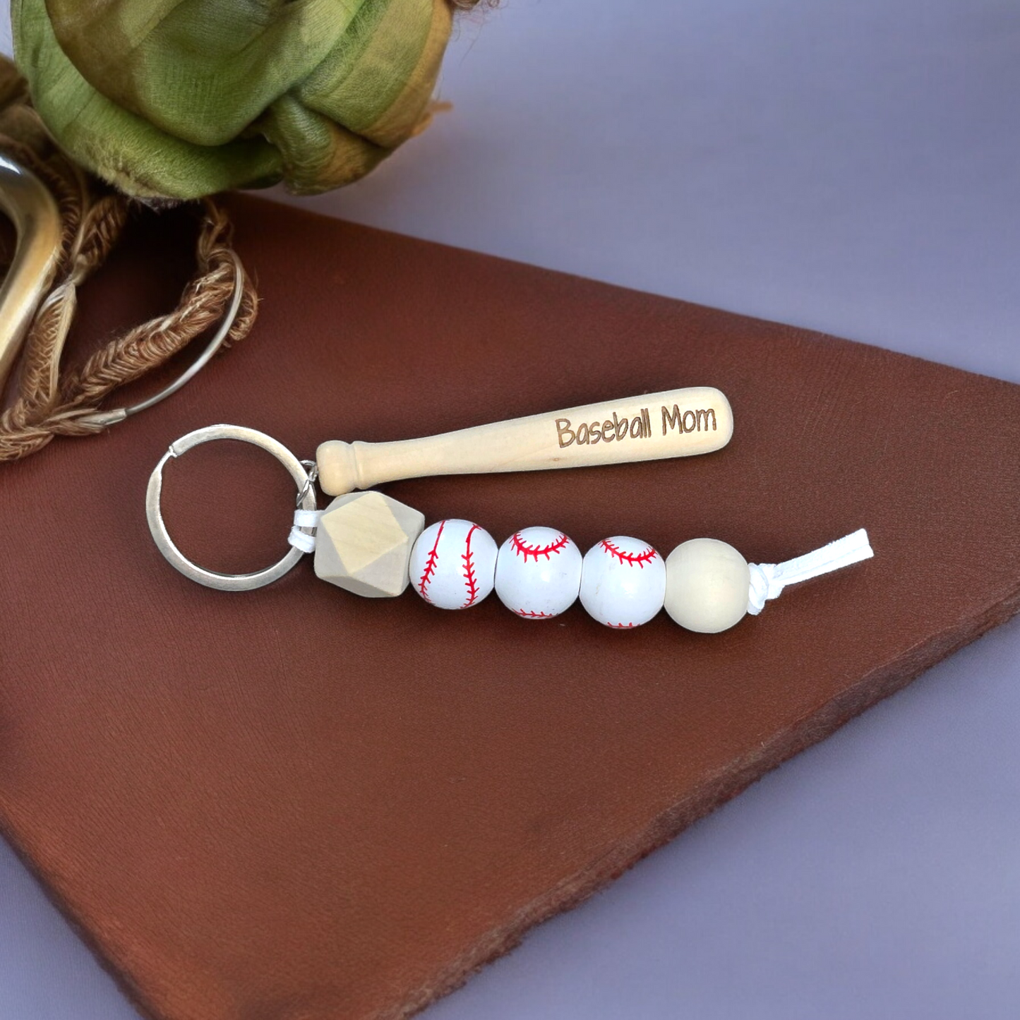 Baseball bead keychain Personalized