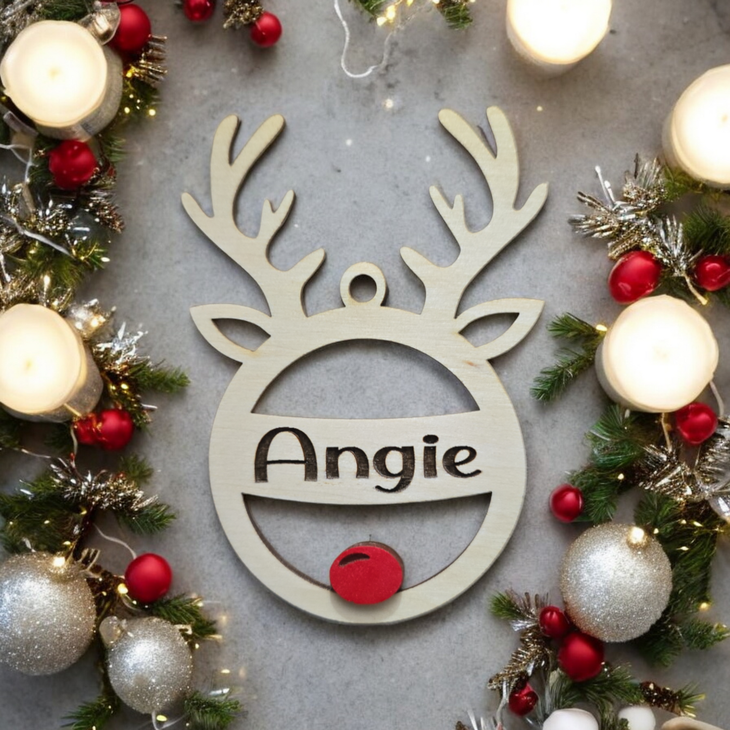 Reindeer with nose personalized Christmas Ornament