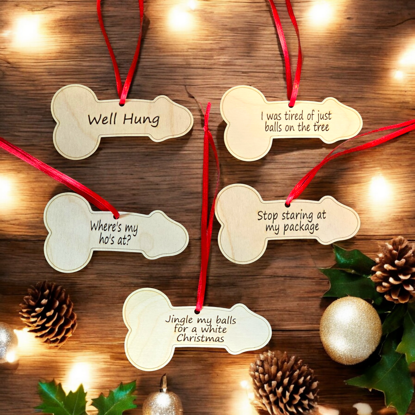 Funny Wiener ( Pee Pee) penis Christmas Ornaments