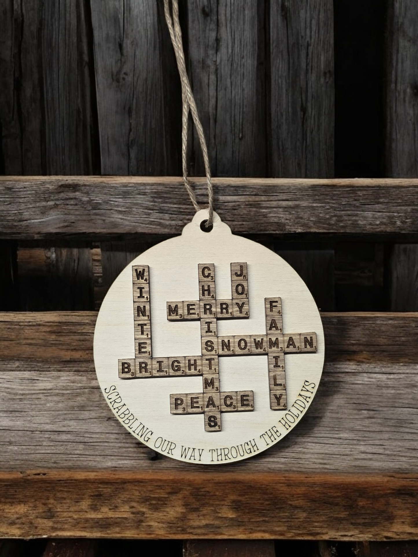Scrabbling our way through the holidays Christmas Ornament