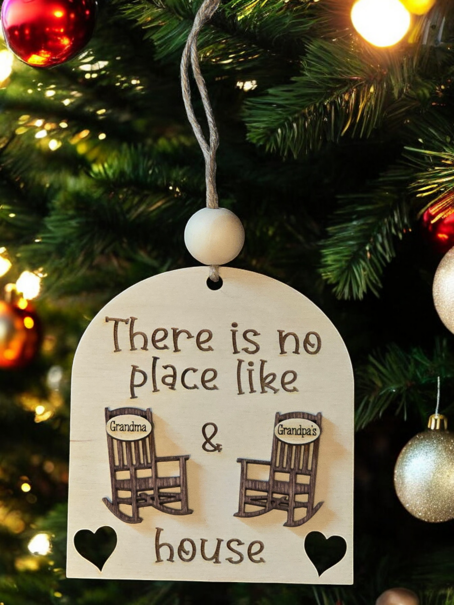 There is no place like Grandparents Christmas Ornament Personalized