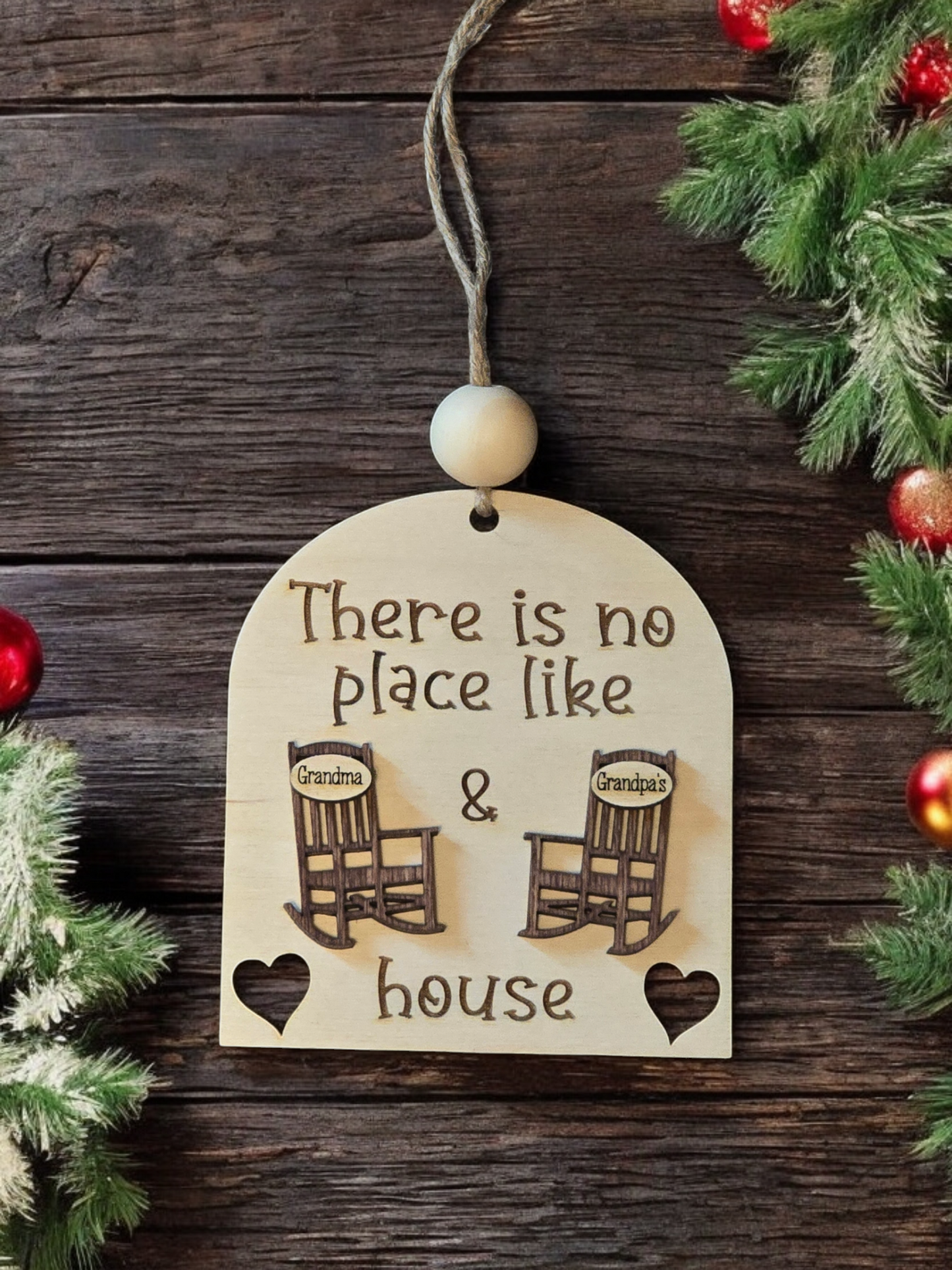 There is no place like Grandparents Christmas Ornament Personalized