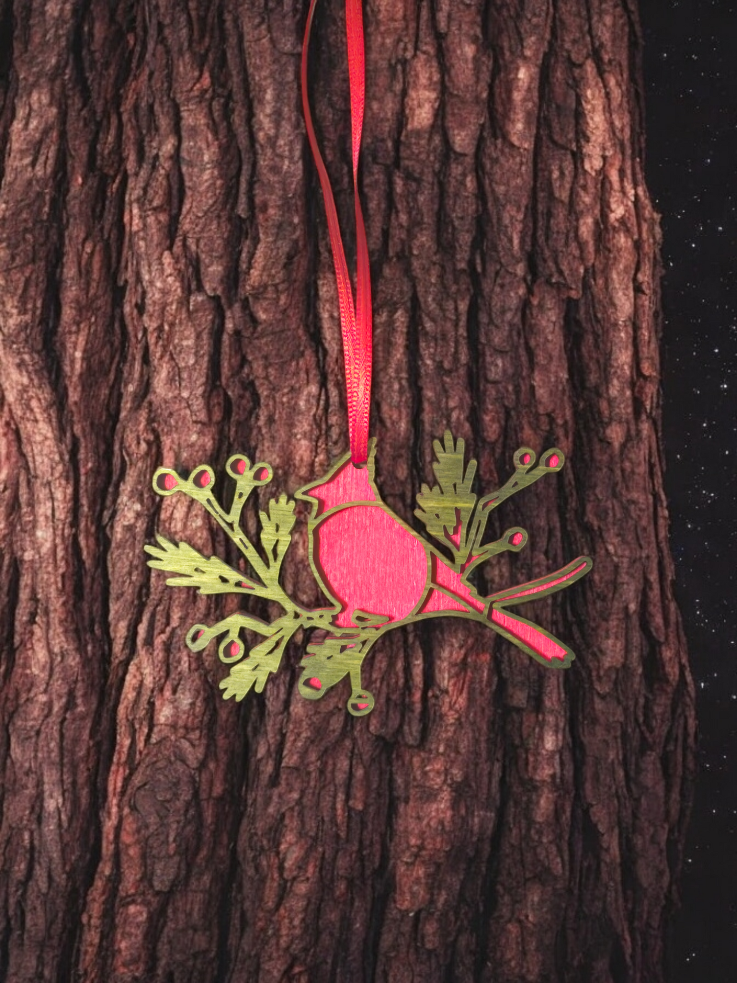 Cardinal on branch Christmas Ornament