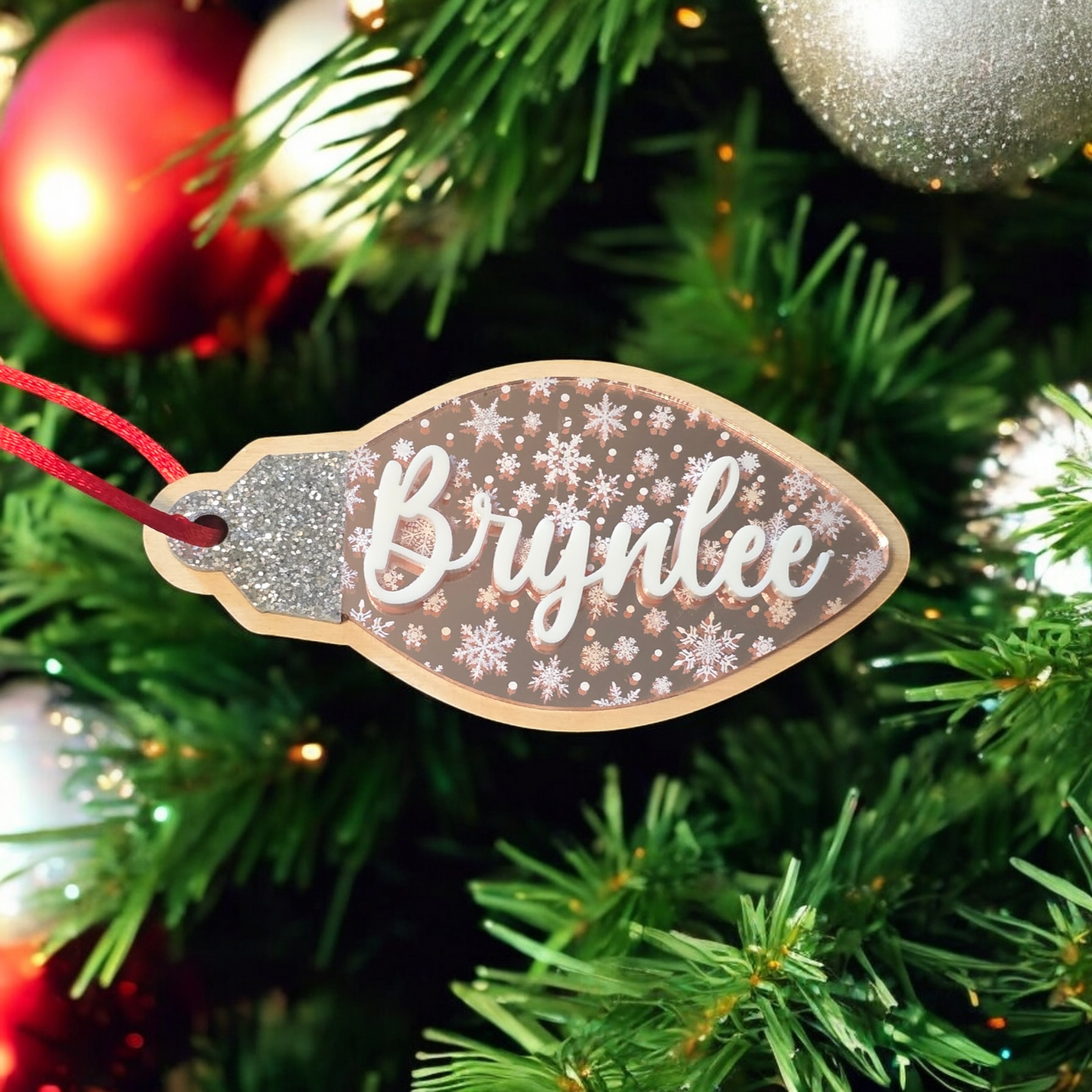 Lightbulb Christmas Ornament tag Personalized