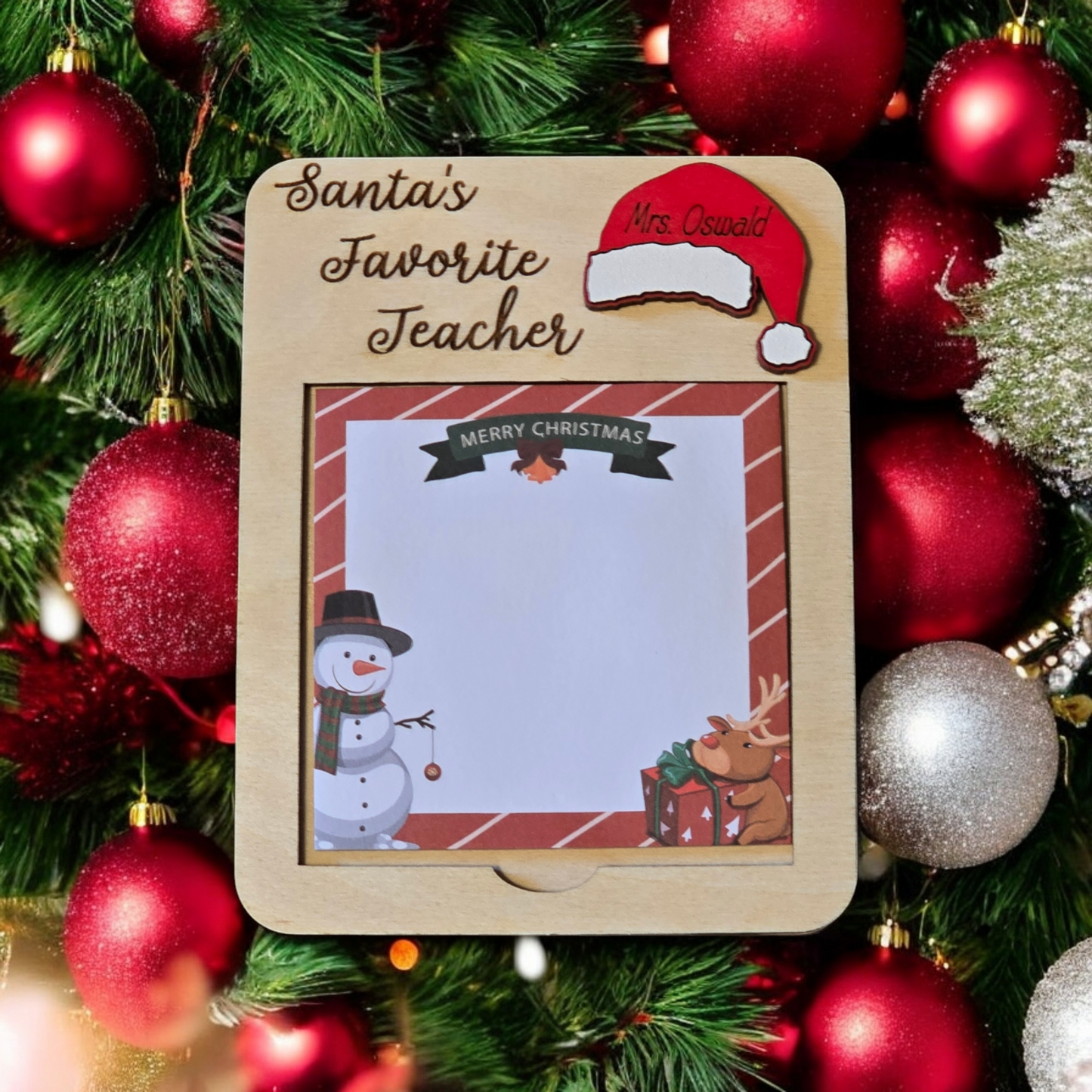 Santa's Favorite Teacher Sticky note holder Personalized