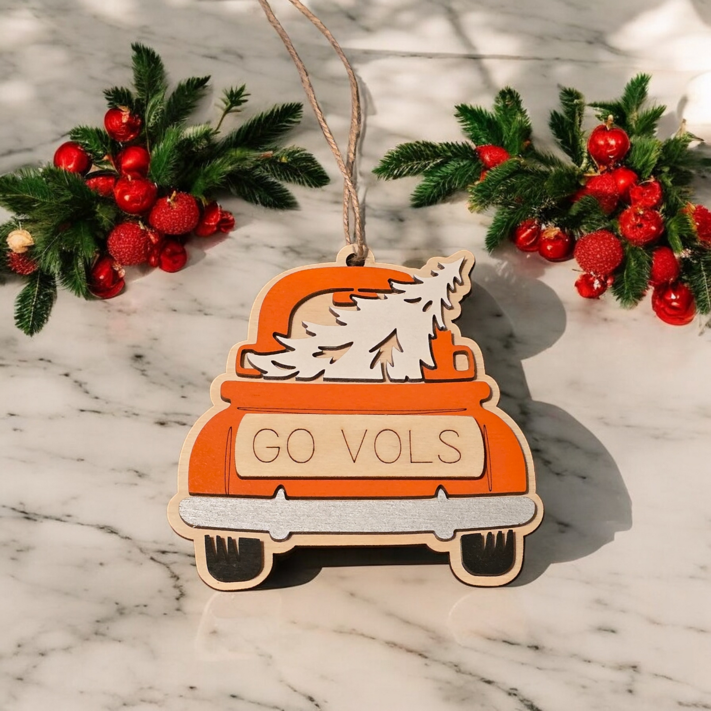 Go Vols Pickup truck and tree personalized Christmas Ornament